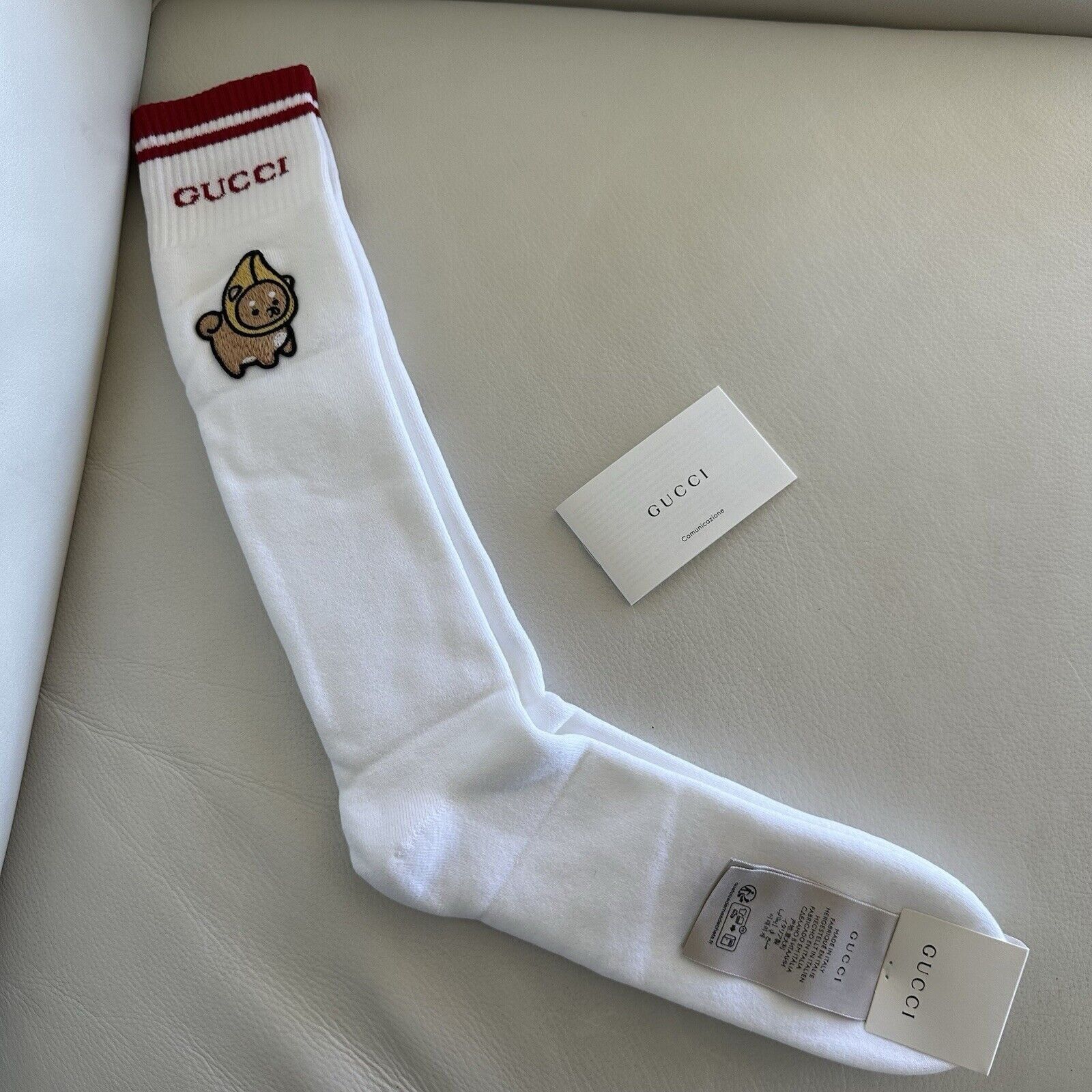 Gucci NEW GUCCI SOCKS WHITE RED Banana Pong Size L Size ONE SIZE - 3 Thumbnail