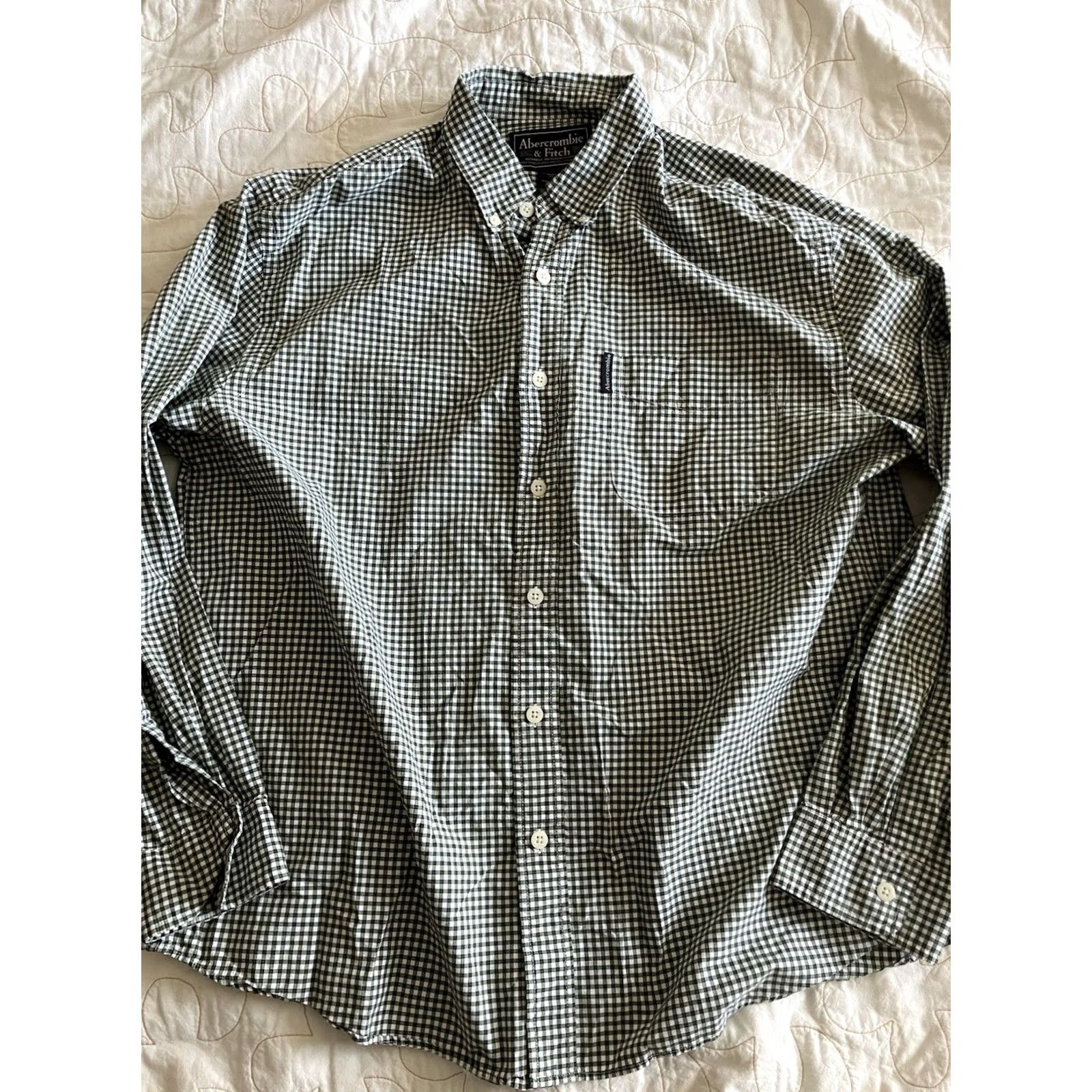 Abercrombie & Fitch VINTAGE Abercrombie & Fitch MENS Button-Down Shirt Striped Collar Long Sleeve Muscle L Green Blue Casual Workwear Y2K Preppy Vintage включ Size US L / EU 52-54 / 3 - 3 Thumbnail