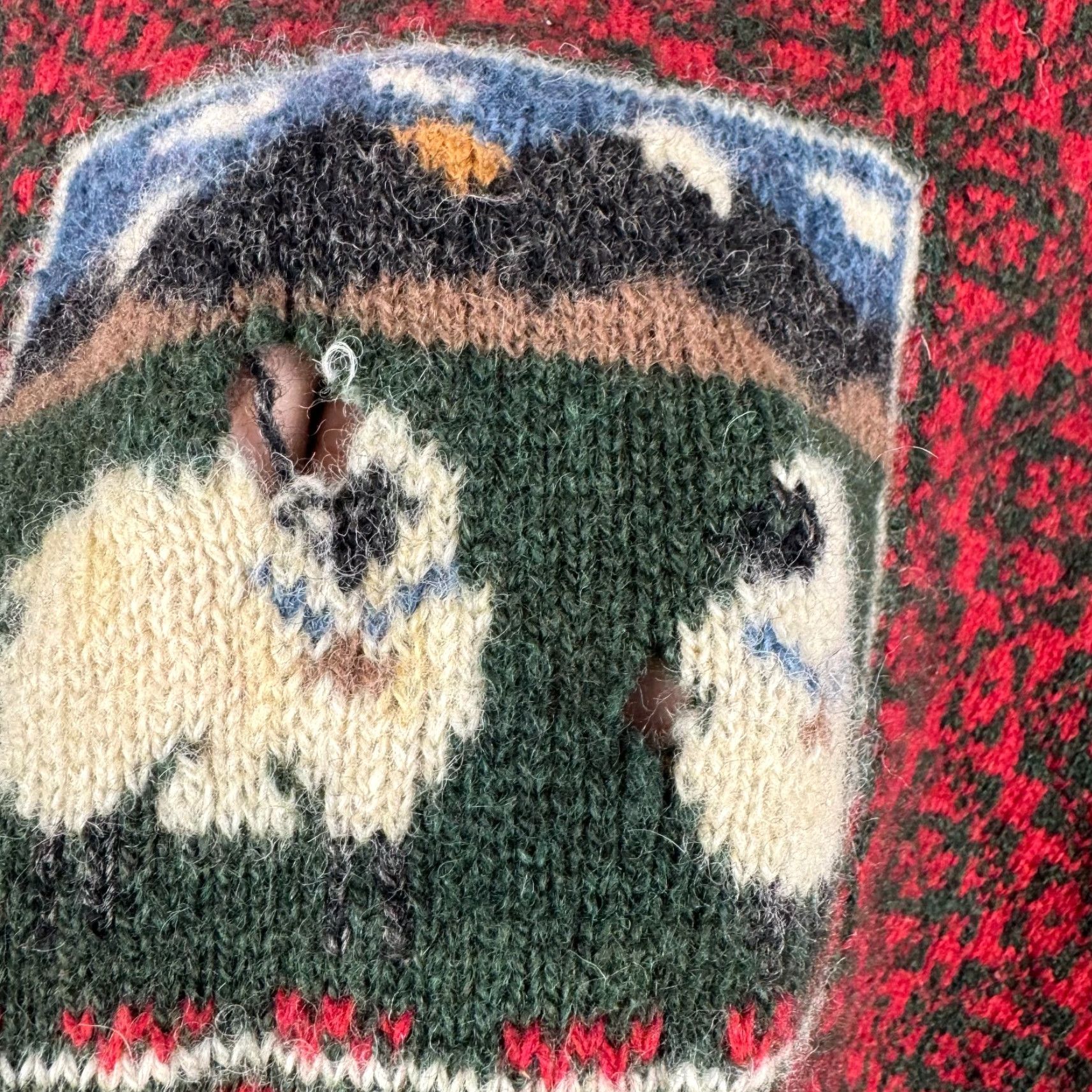 Vintage VINTAGE Woolrich Woman S/M Wool Knit Fair Isle AOP Sheep Sweater Red Size S / US 4 / IT 40 - 3 Thumbnail