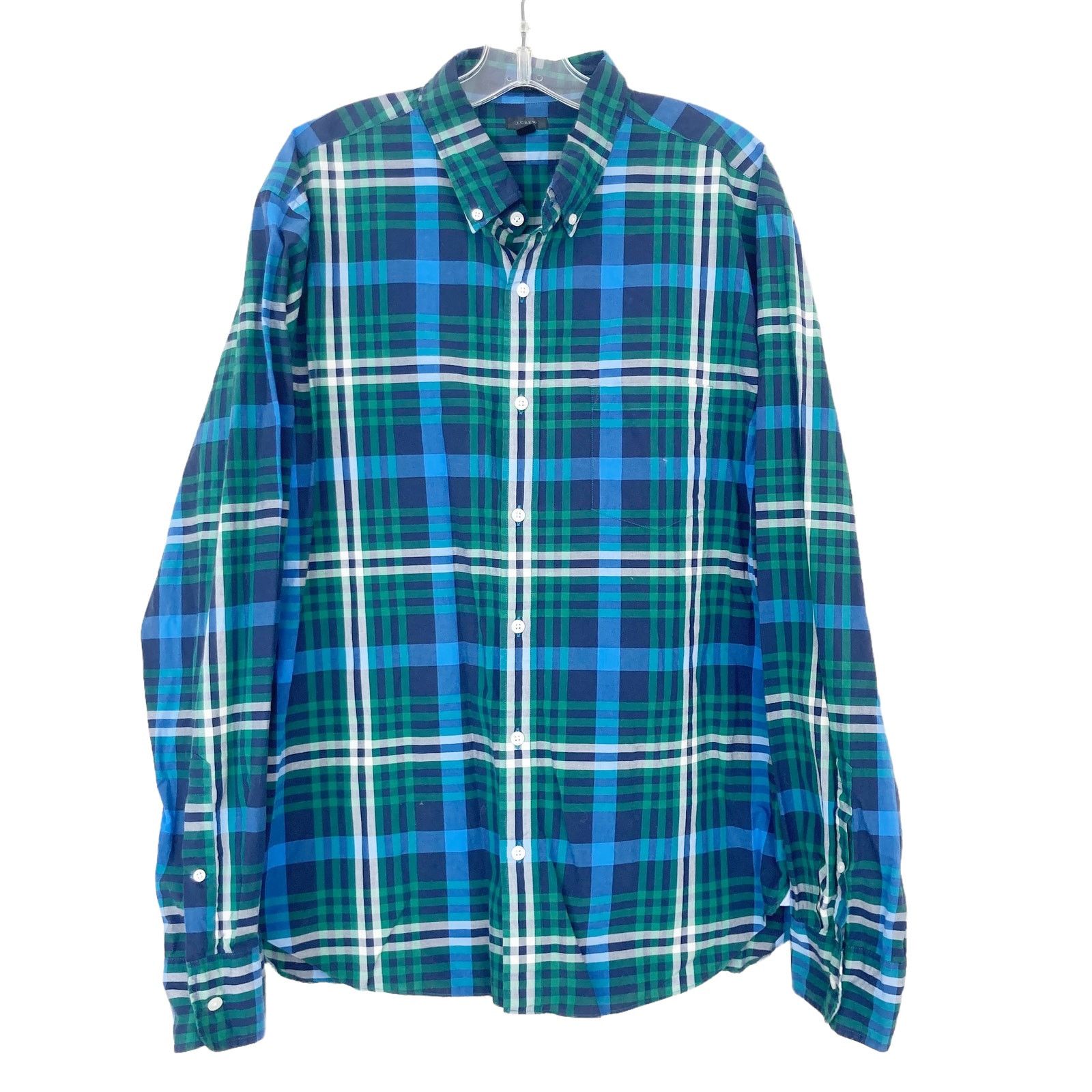 J.Crew J. Crew Green Blue Plaid Long Sleeve Button Down Sz XL Size US XL / EU 56 / 4 - 1 Thumbnail