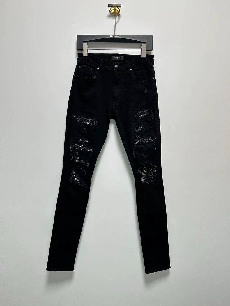 Amiri Amiri Black Distressed Denim Pants Size US 31 - 1 Thumbnail