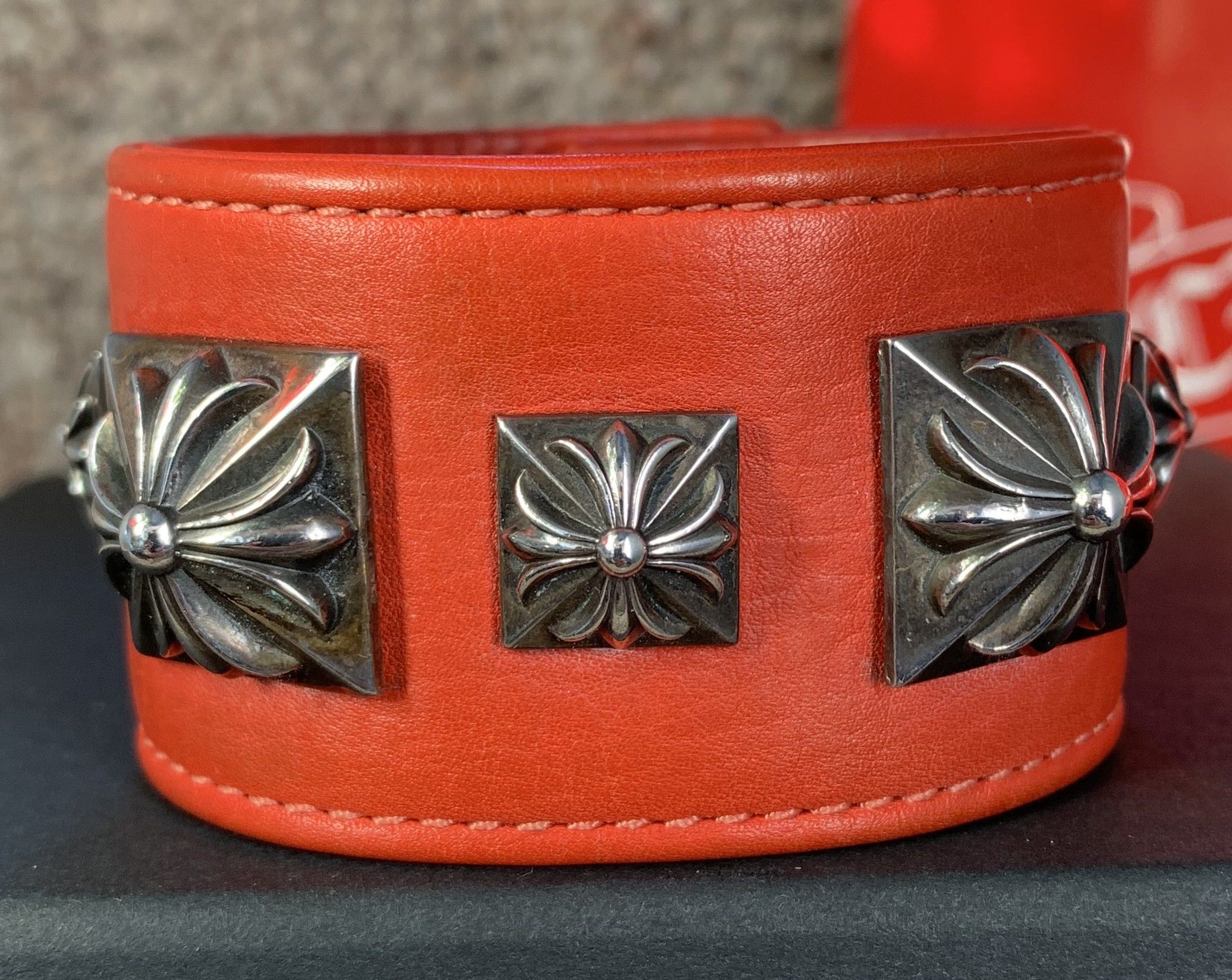 Chrome Hearts Chrome Hearts Studded Leather Silver Snap Bracelet Size ONE SIZE - 2 Thumbnail