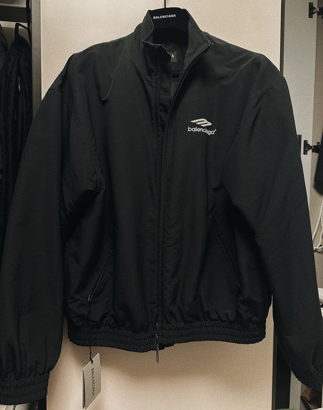 Image of Shop Balenciaga 3B Sports Icon Fitted Tracksuit Jacket in Black, Men's (Size Small)