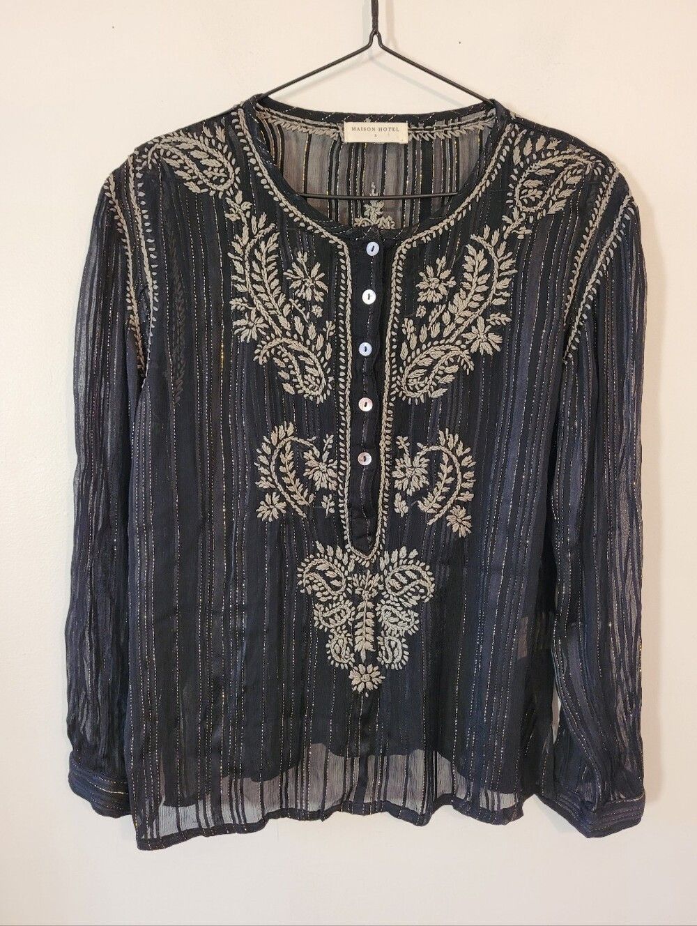 Maison Hotel Maison Hotel Kate Metallic Gold Blouse In Black- Size S Size S / US 4 / IT 40 - 2 Thumbnail