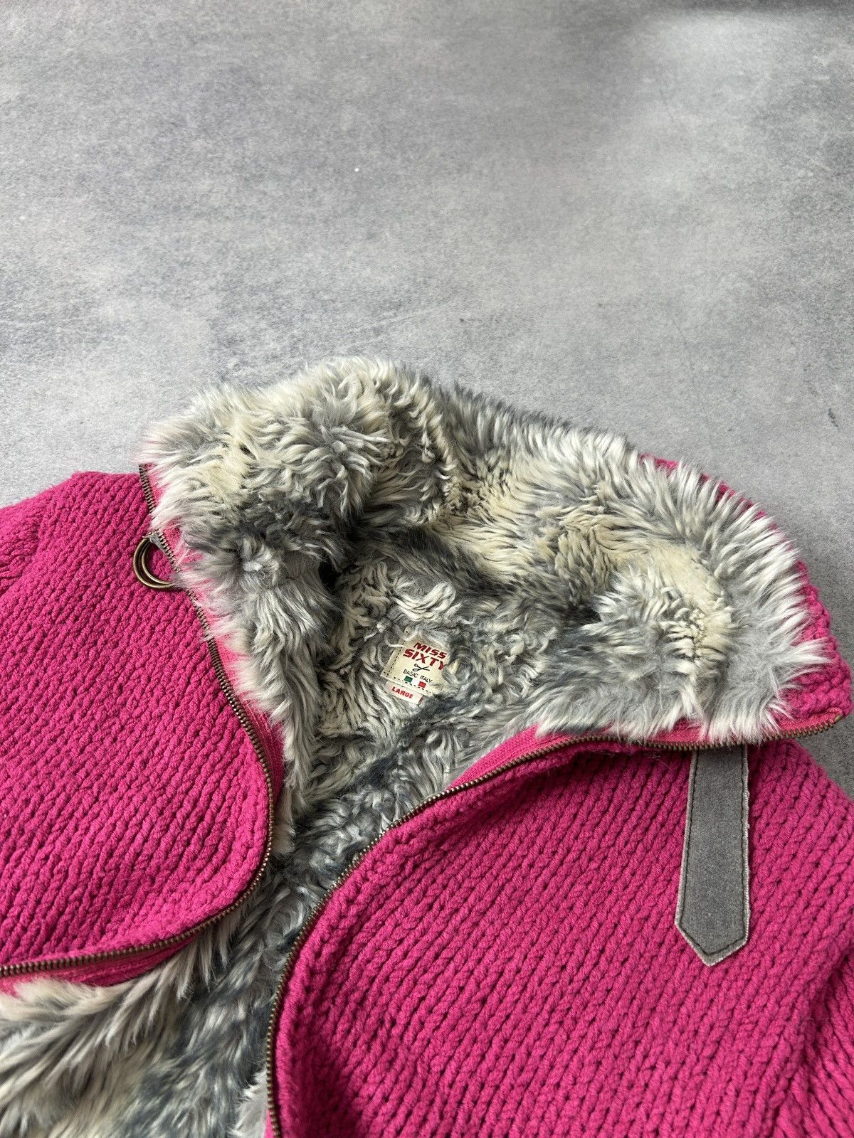 Miss Sixty Miss Sixty Y2K Fur pink knit-jacket women’s very rare Size L / US 10 / IT 46 - 2 Thumbnail