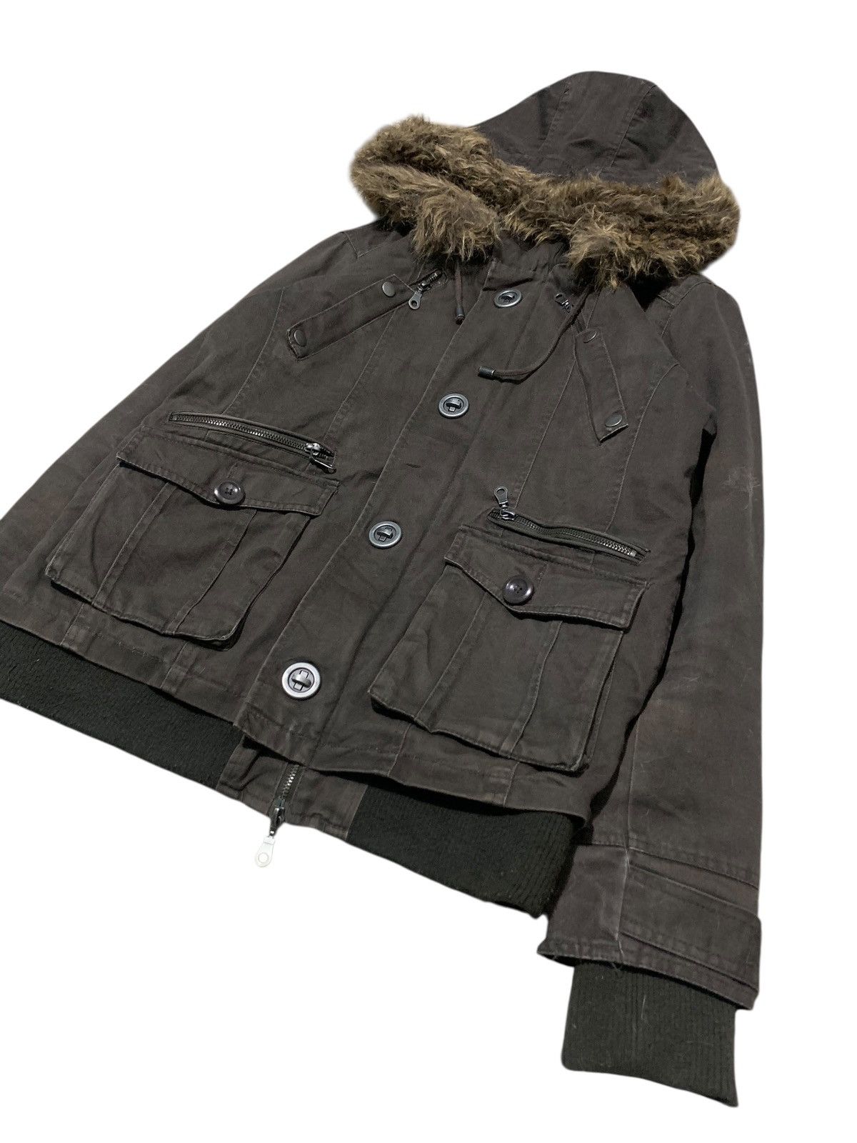 If Six Was Nine 2000s In The Attic multipocket fur hoodie canvas jacket Size US M / EU 48-50 / 2 - 3 Thumbnail