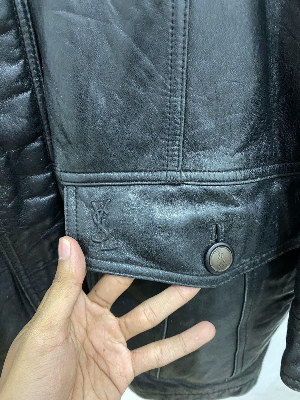 Saint Laurent Paris 💥Leather💥Yves Saint Laurent Leather Coat Size US L / EU 52-54 / 3 - 13 Thumbnail