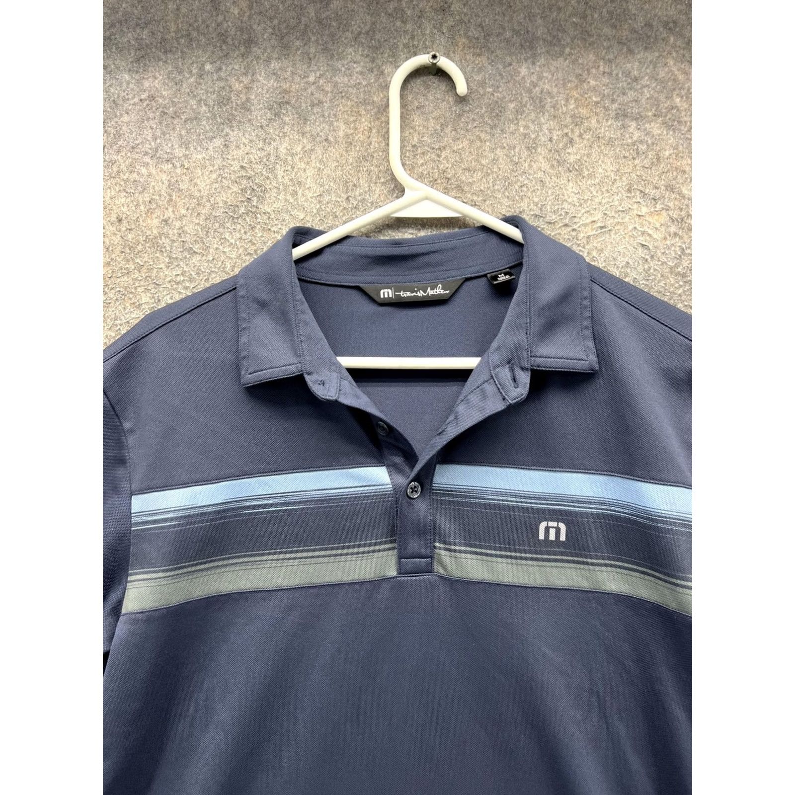 TravisMathew Travis Mathew Polo Shirt Mens M Blue Stripe Golf Performance Short Sleeve Shirt Size US M / EU 48-50 / 2 - 7 Thumbnail