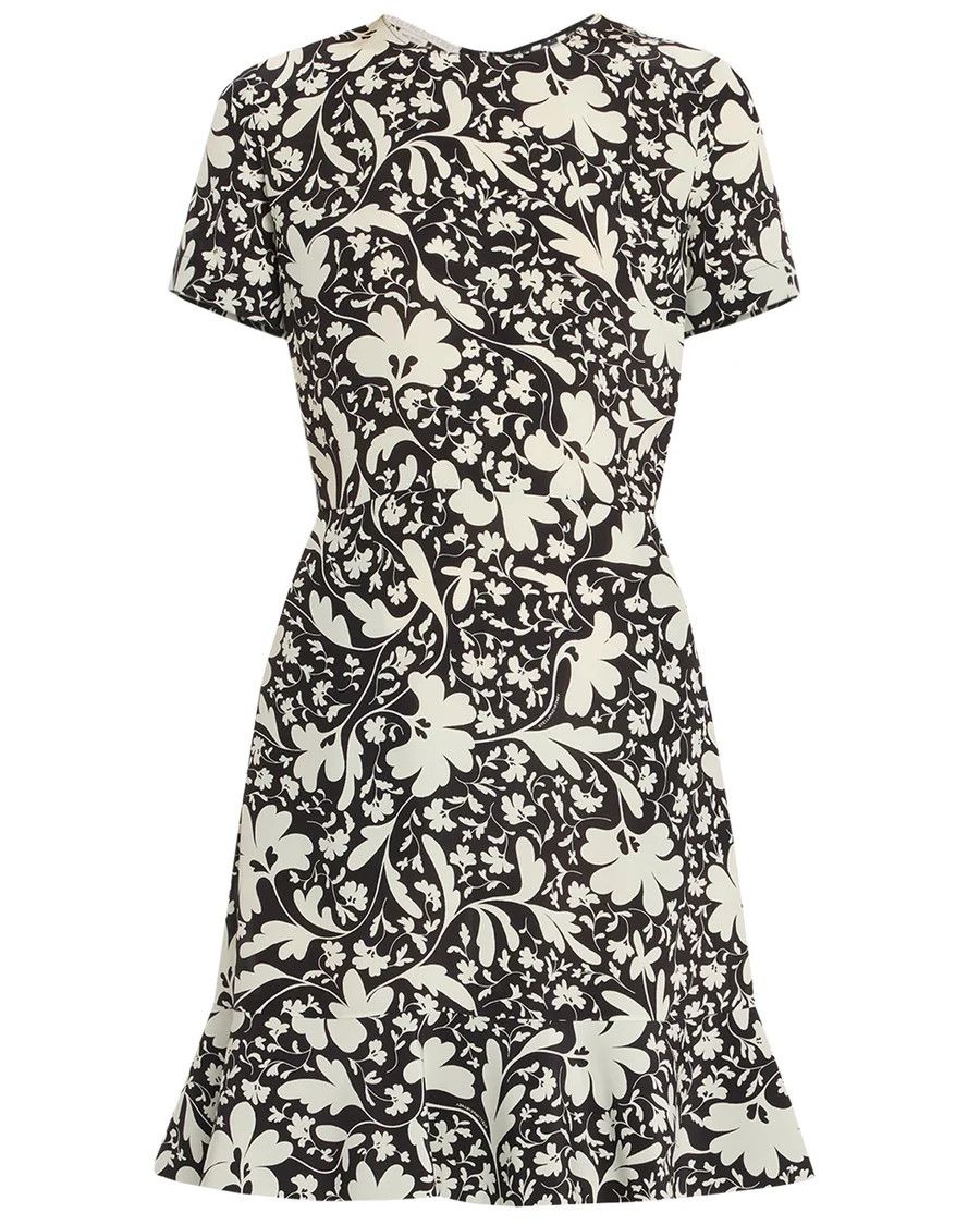 Stella McCartney o1s22i1n1024 Floral Silk Mini Dress in Black Size XS / US 0-2 / IT 36-38 - 1 Thumbnail