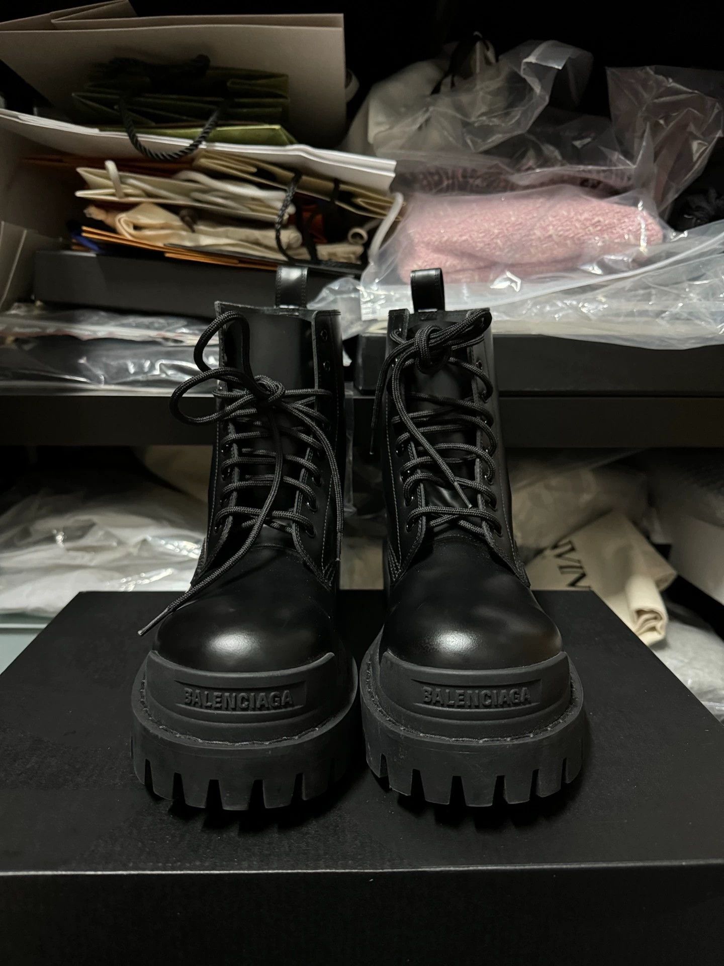 Balenciaga Balenciaga Tractor Black Patent Leather Martens Boots 37 Size US 6.5 / IT 36.5 - 2 Thumbnail