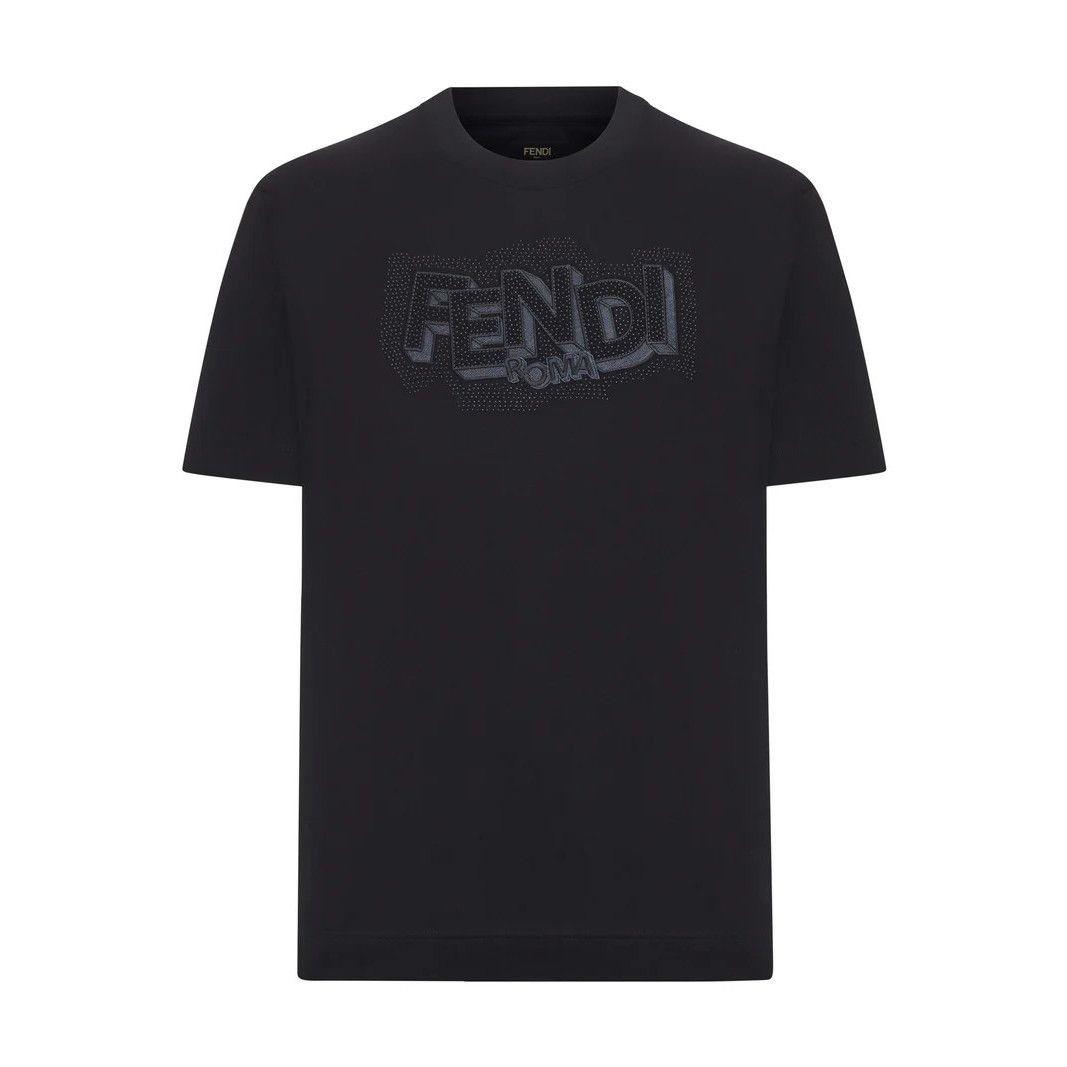 FENDI Black Cotton T-shirt New )