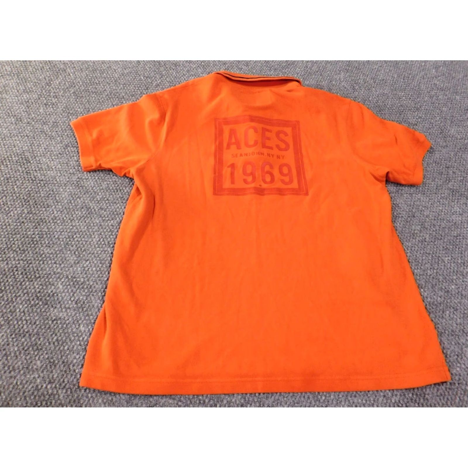 Sean John Sean John Polo Shirt XL Orange Mens Button-Down Short Sleeve Retro Golf 100% Cotton Big & Tall Mens Size US XL / EU 56 / 4 - 2 Thumbnail