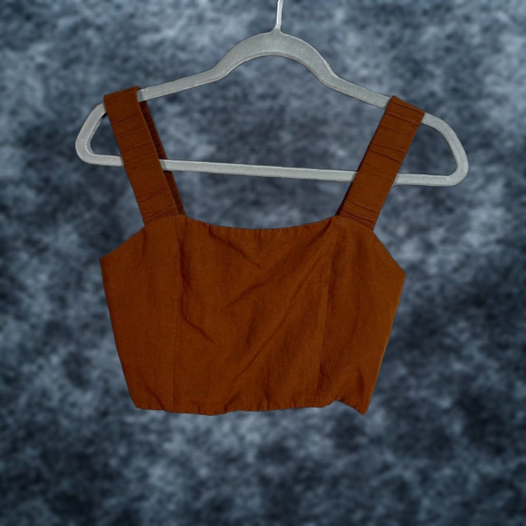 Zara Zara Brown Cotton Sleeveless Cropped Top W/ Wide Straps Womens XS Size Cropped Top Cotton Brown Sleeveless Zara Womens XS Size XS / US 0-2 / IT 36-38 - 1 Thumbnail