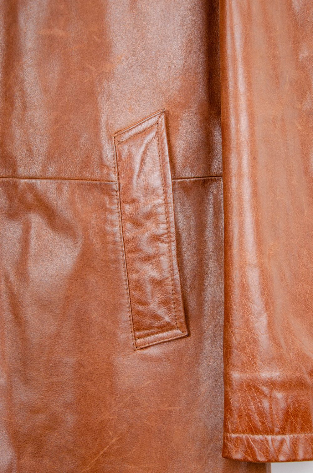 Other Leonardo Leather Car Coat Brown Vintage - Size 56 Size US XL / EU 56 / 4 - 4 Thumbnail