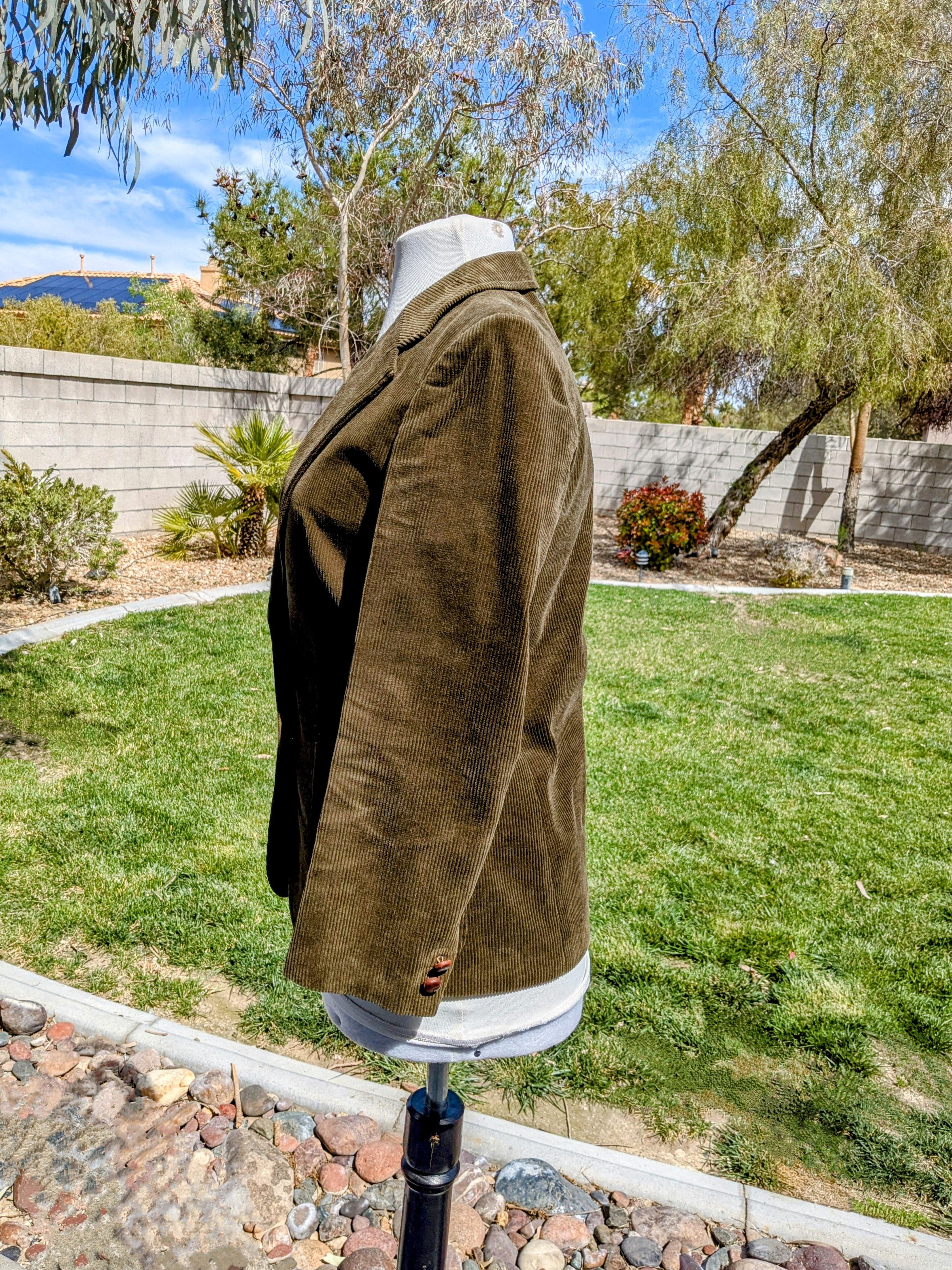 Vintage VTG Ladies New Yorker Corduroy Damaged Blazer w/Pin Coat Size M / US 6-8 / IT 42-44 - 2 Thumbnail
