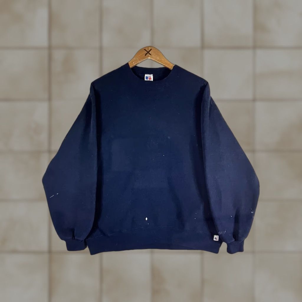 Russell Athletic VINTAGE Russell Athletic Sweatshirt Crew Neck 90s Mens XL Blue Sweatshirt Pullover Athletic Heavyweight Grunge Street Wear Logo Embroidered USA Size US XL / EU 56 / 4 - 1 Thumbnail