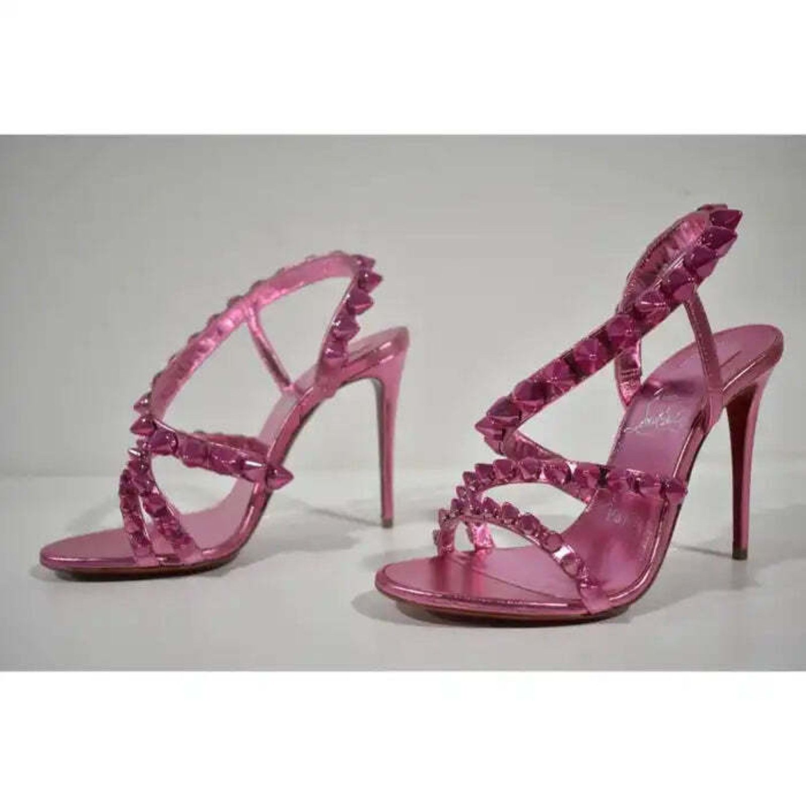 Christian Louboutin Spikita Strap 100 Confettis Pink Strappy Sandal Heel Pump 36 Size US 6 / IT 36 - 9 Thumbnail