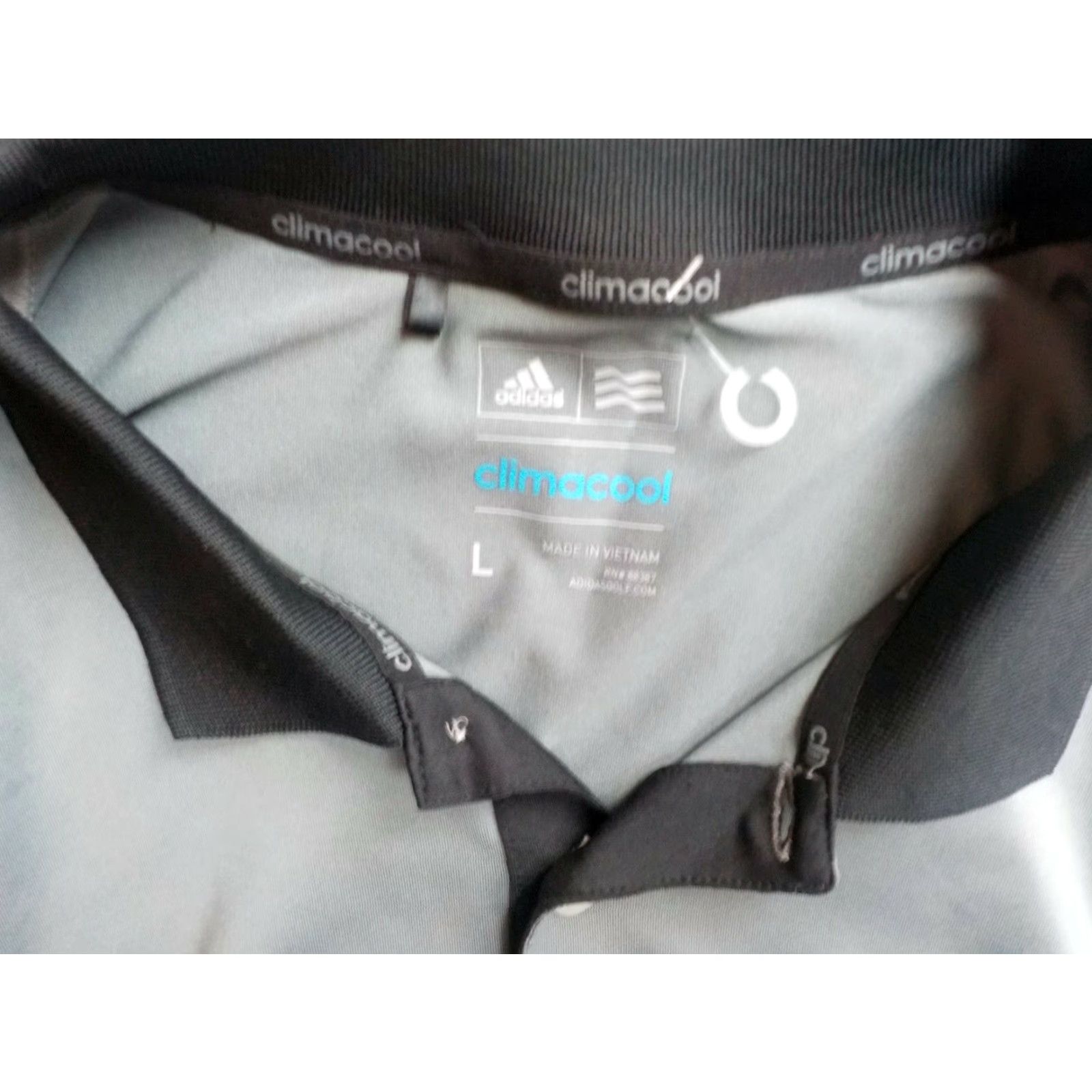 Adidas ADIDAS Polo Shirt 3 Stripes 2 Button Climacool Gray/Black Large Mens Polo Shirt Size US L / EU 52-54 / 3 - 4 Thumbnail