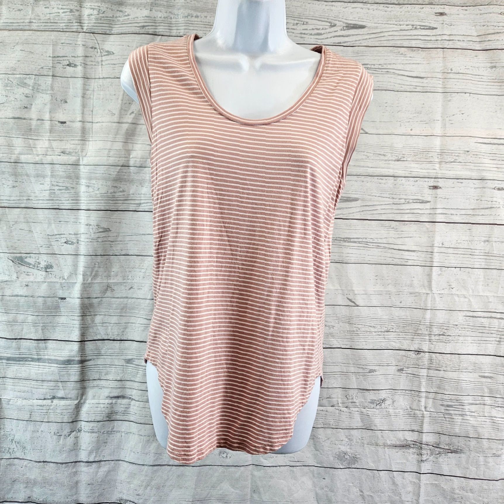 Loft Ann Taylor LOFT Womens Top Sz Small Pink White Stripe Cotton Blend Size S / US 4 / IT 40 - 2 Thumbnail
