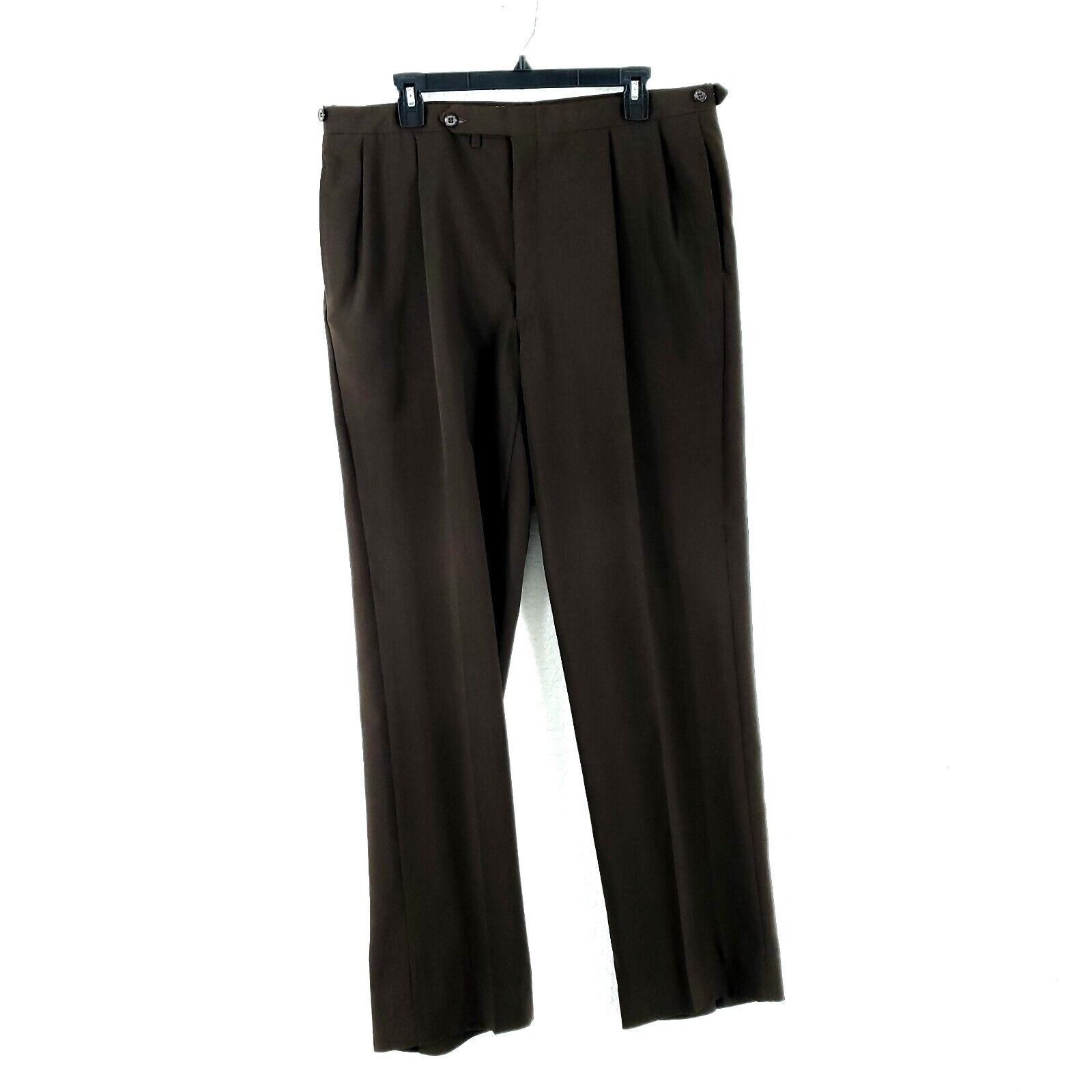 Hart Schaffner Marx Hart Schaffner Marx Wool Brown Side Synch Pleated Dress Pant Size 36R - 1 Thumbnail