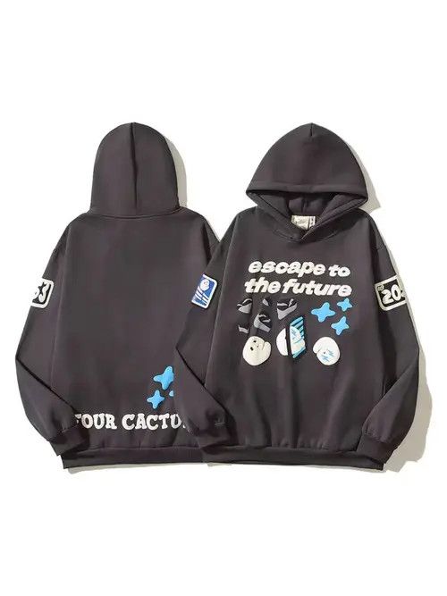 Japanese Brand Street Retro Fun Print Loose Casual Hooded Sweatshirt Size US M / EU 48-50 / 2 - 1 Thumbnail