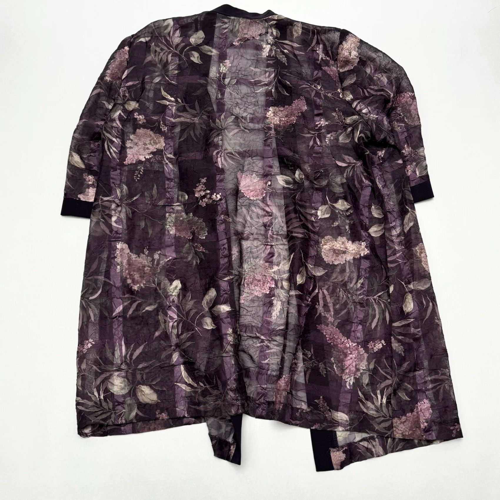Vintage VINTAGE R&M Richards by Karen Kwong Womens Petite 22WP Purple Floral Sheer Jacket Shirt Size 3XL / US 20-22 - 6 Thumbnail