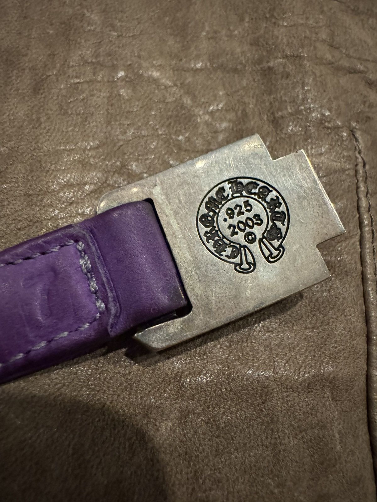 Chrome Hearts Chrome Hearts Purple Leather Harness Clasp Bracelet Silver Size ONE SIZE - 6 Thumbnail