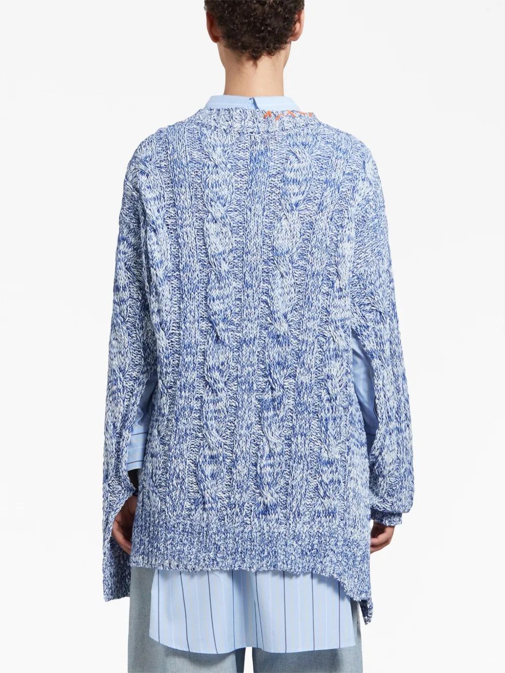 Marni o1w1db10125 Distressed Marl Knit Jumper in Royal Blue Size M / US 6-8 / IT 42-44 - 4 Thumbnail