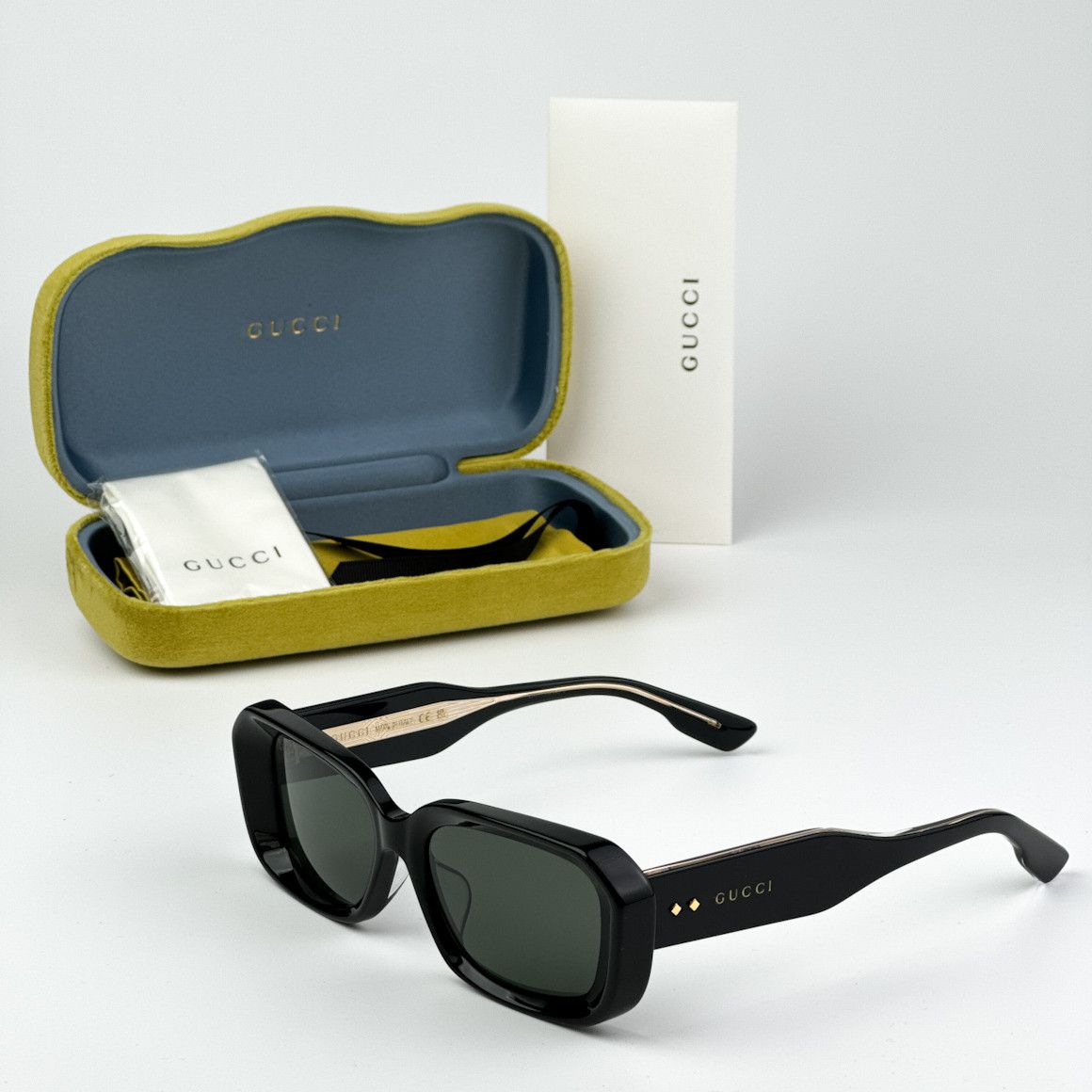 Gucci NEW Gucci GG1531SK 001 Black Grey Women Rectangle Sunglasses Size ONE SIZE - 3 Thumbnail