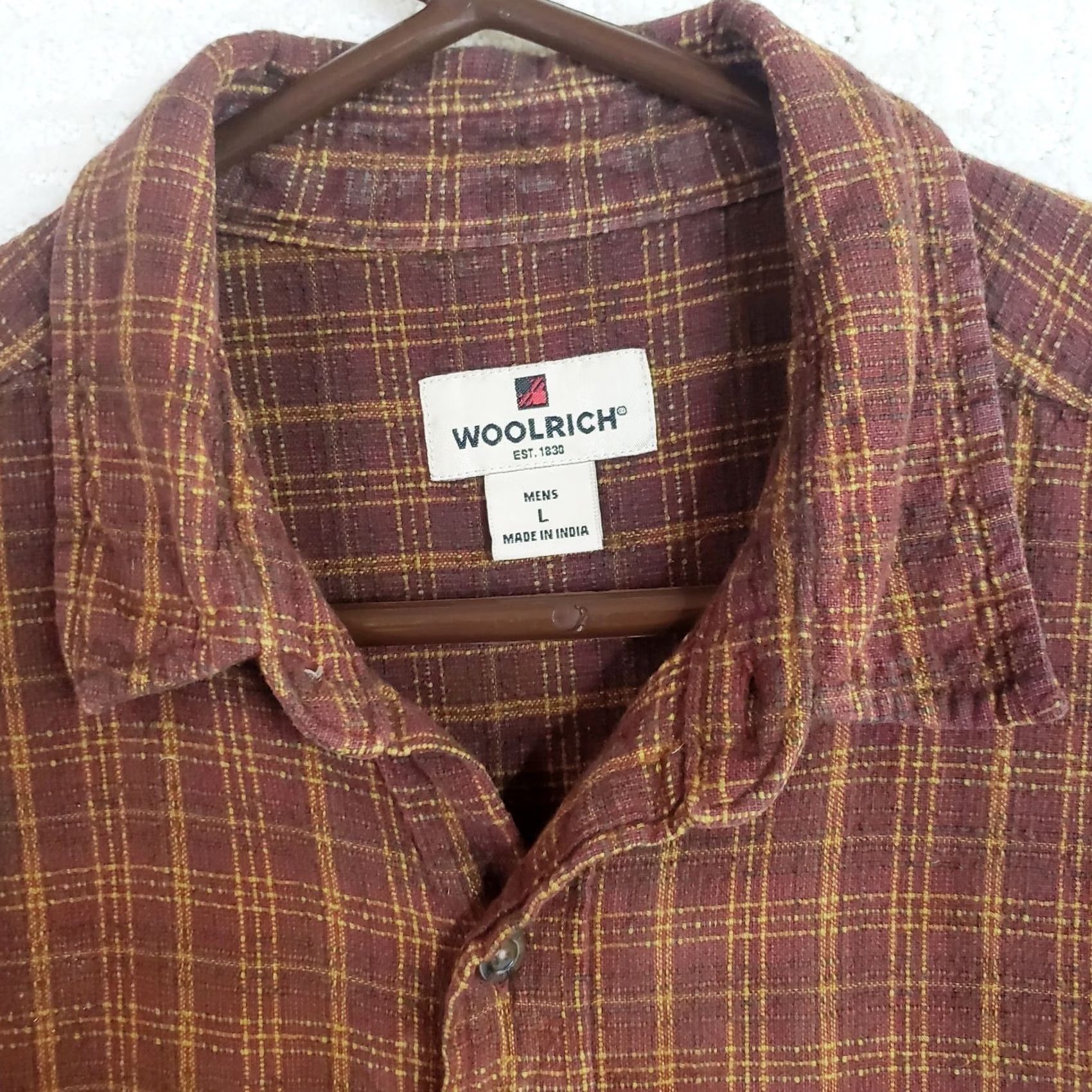 Vintage Woolrich Shirt Plaid Button-Down Long Sleeve 100% Cotton Linen-Look Brown Woolrich Mens L Regular Pocketed Size US L / EU 52-54 / 3 - 5 Thumbnail