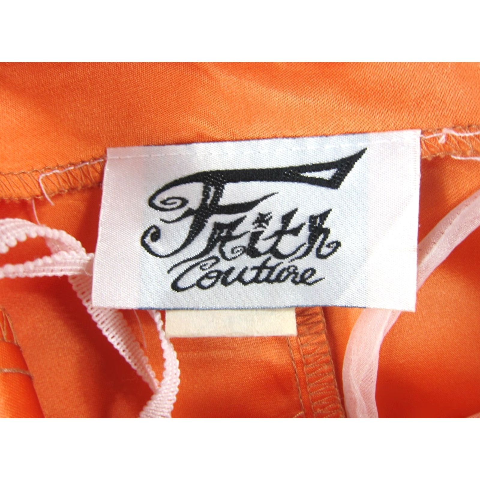 Vintage VINTAGE Faith Couture Dress Halter Floral Embroidered Lace Knee Length Orange White, Medium, Women, Casual, Formal, Wedding, 100% Polyester Size M / US 6-8 / IT 42-44 - 3 Thumbnail