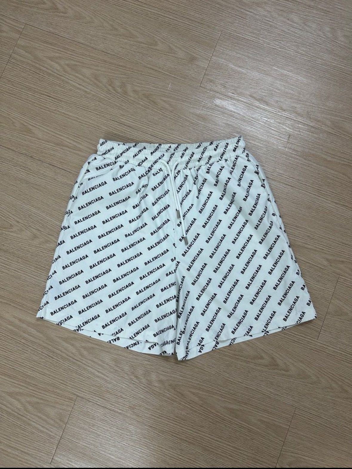 image of Designer And Beautiful Balenciaga Parody All Over Print Shorts in Off White, Men's (Size 32)