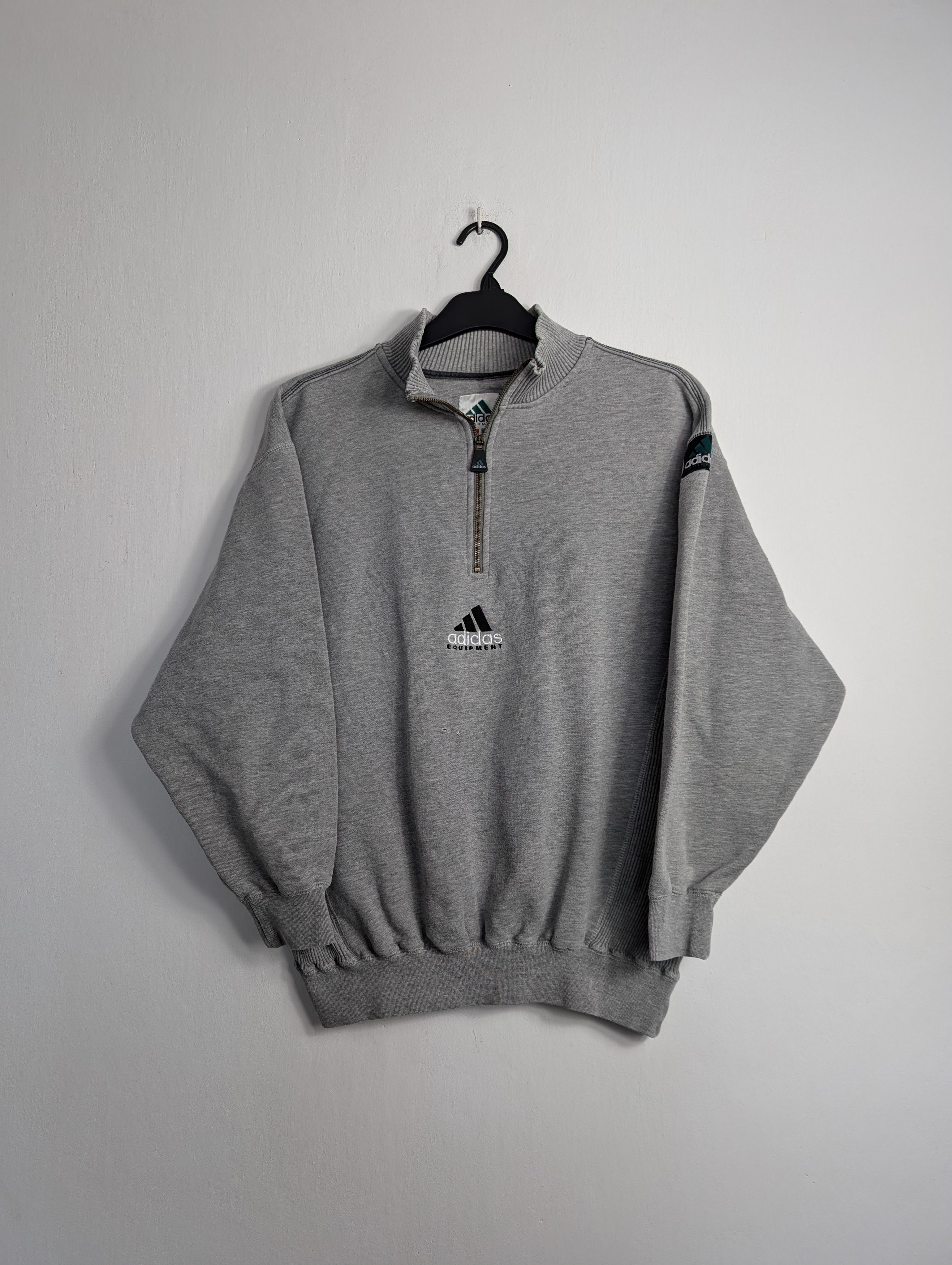 Adidas Vintage 90s Adidas Equipment 1/4 Zip Grey Sweatshirt Boxy Size US L / EU 52-54 / 3 - 1 Thumbnail
