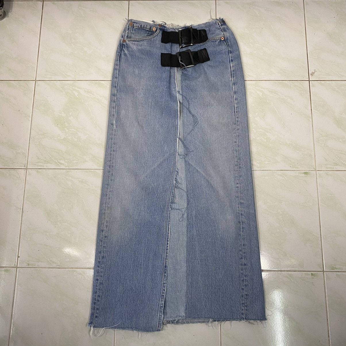 Needles 🔥DISTRESSED DESIGN DENIM LONG SKIRT REBUILD BY NEEDLES Size 28" / US 6 / IT 42 - 12 Thumbnail