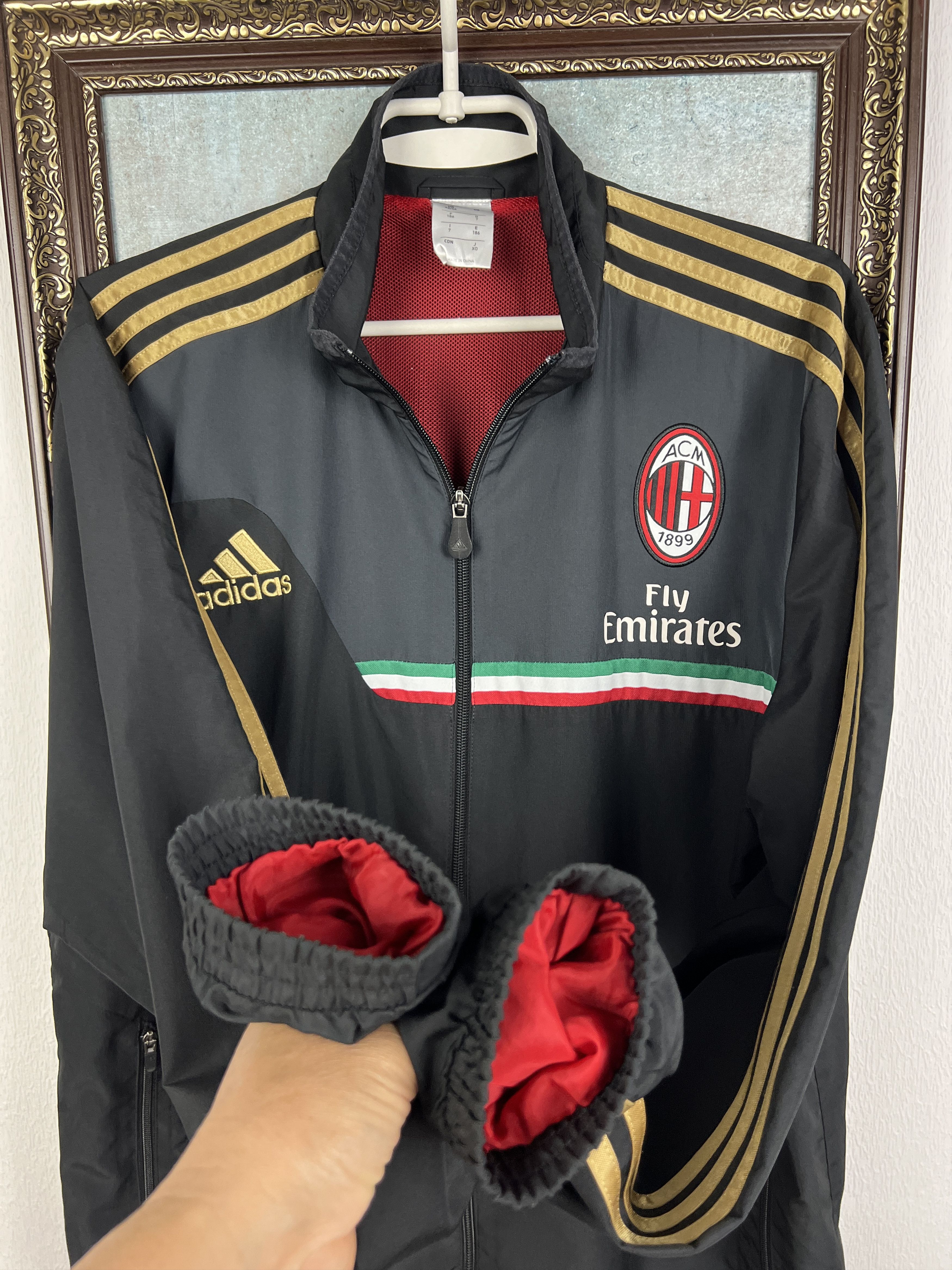Adidas Vintage AC Milan Football Jacket Soccer Track Top Zip Maglia Size US L / EU 52-54 / 3 - 7 Thumbnail