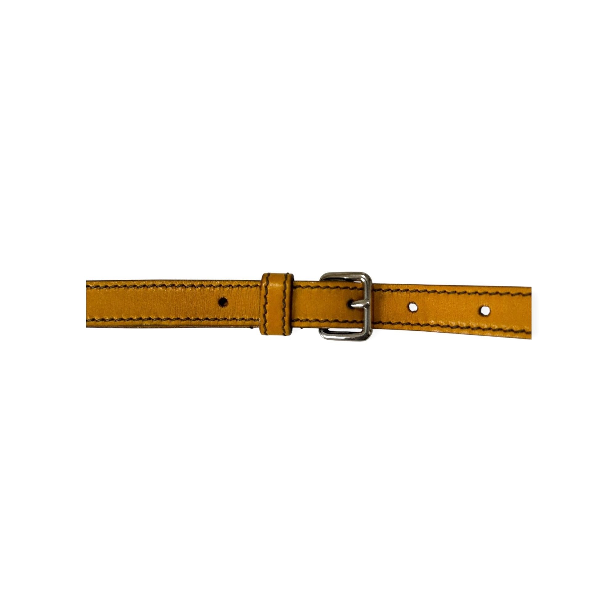 Prada Yellow Slim Leather Belt, Silver tone  buckle,  Size 90/36\