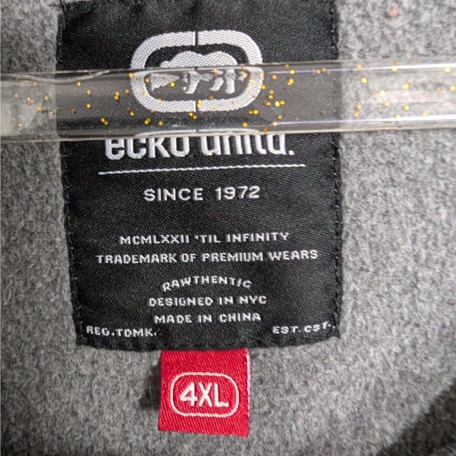 Designer Y2K Ecko Unltd Embroidered Logo Hoodie Mens Size 4XL Gray Size 4XL / US 24-26 - 5 Thumbnail