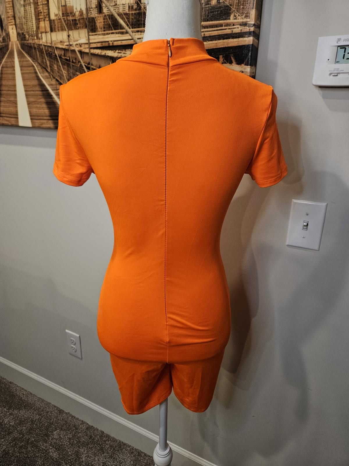 Fashion Nova Stylish Orange "Money" Graphic Bodysuit #110 Size ONE SIZE - 4 Thumbnail