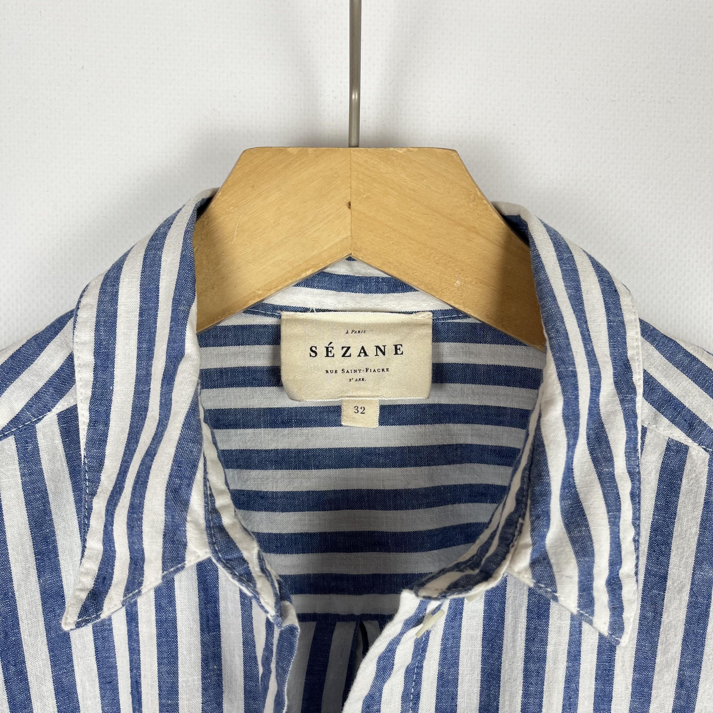 Sezane Ladies Sezane Button Up Stripped Blue Max Shirt Size XXS / US 00 / IT 34 - 10 Thumbnail