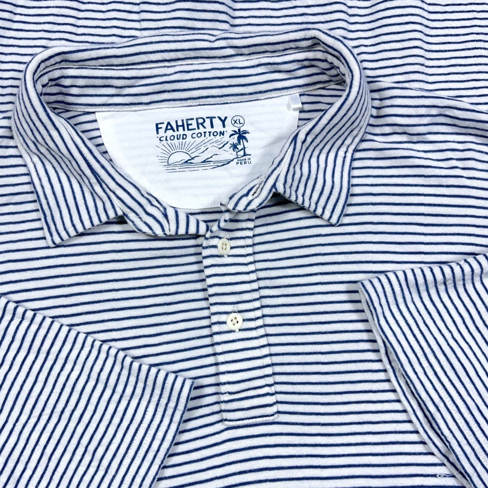Faherty Faherty Polo Shirt Men XL White Blue Striped Cloud Cotton Soft Casual Preppy Polo Shirt Men XL White Blue Striped Cloud Cotton Soft Casual Preppy Size US XL / EU 56 / 4 - 2 Thumbnail