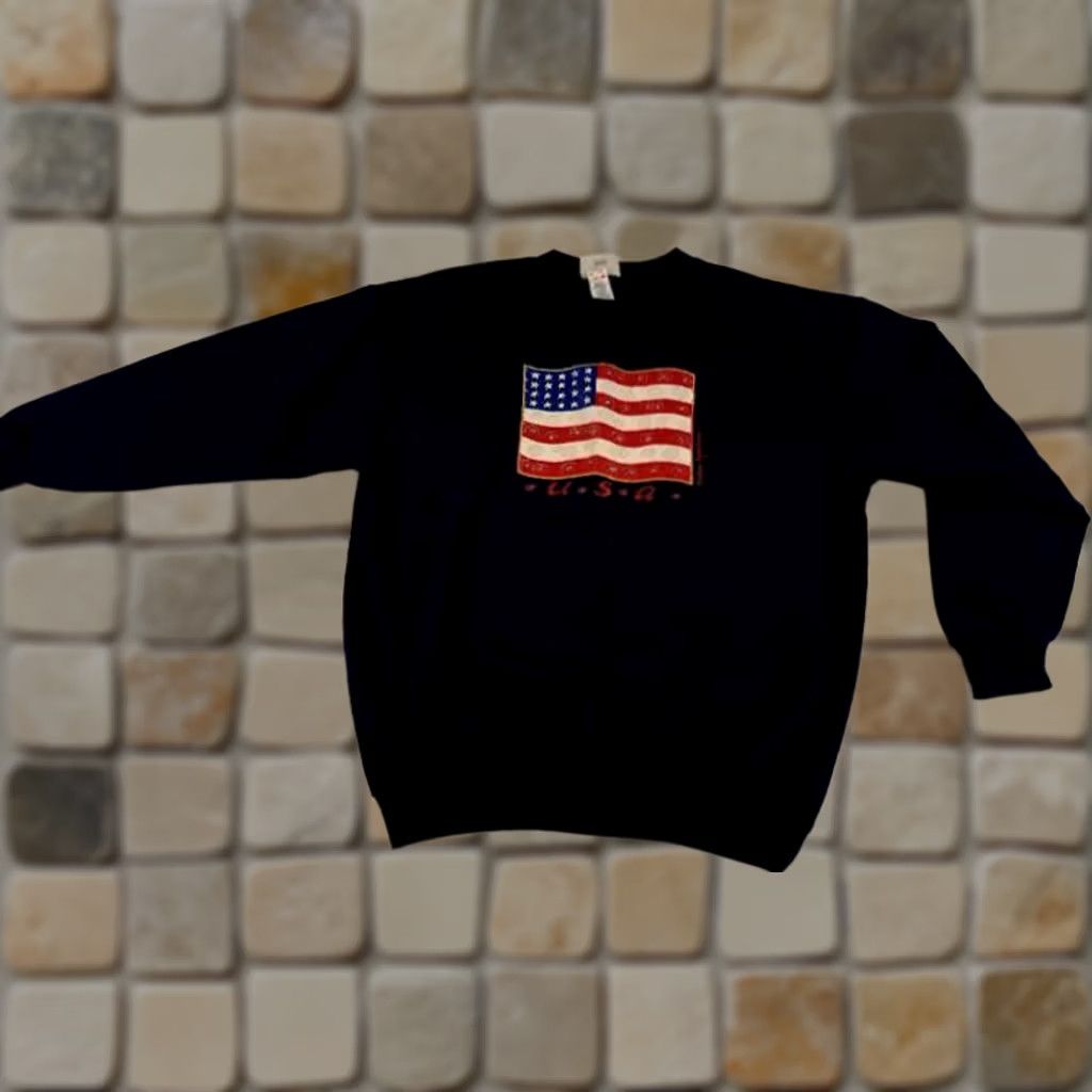 Northern Reflections Northern Reflections USA Flag Puffy Print Navy Sweatshirt L Men Regular Pullover Blue Canvas All Seasons Size US L / EU 52-54 / 3 - 1 Thumbnail
