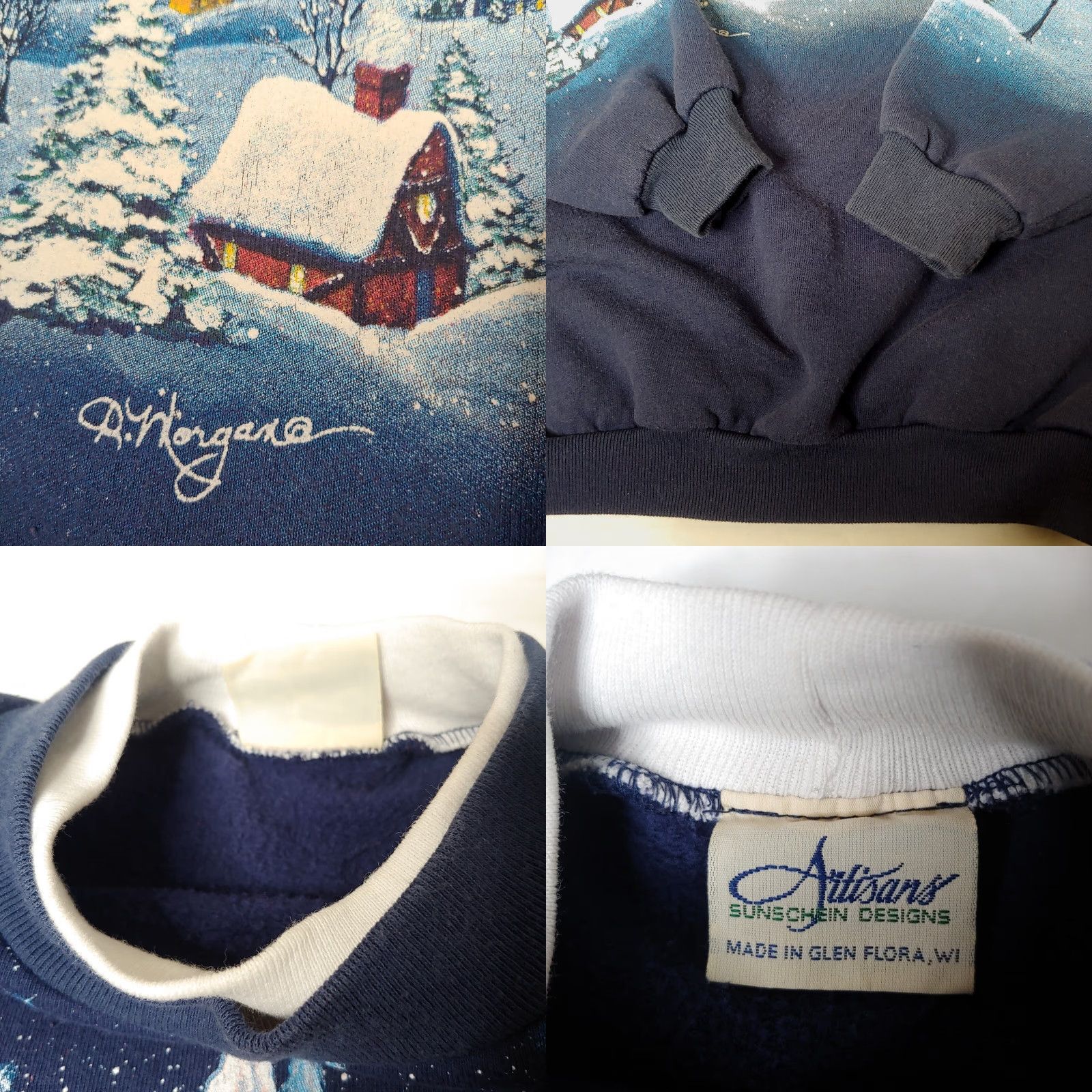 Vintage VINTAGE Artisans Sweatshirt Christmas Angel Blue Cotton Blend All Over Print Pullover Women Small Holiday Christmas Size S / US 4 / IT 40 - 8 Thumbnail
