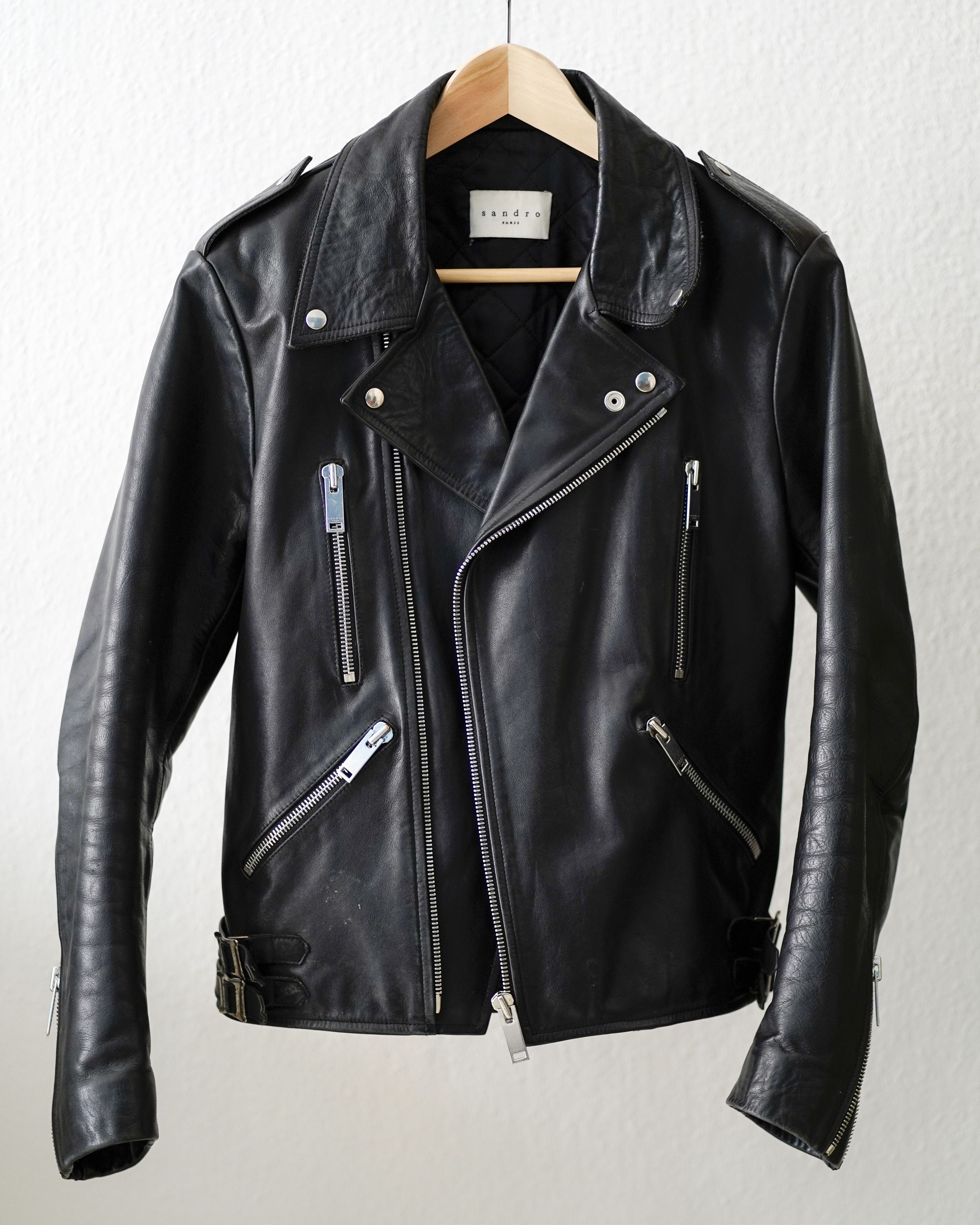 Sandro Sandro Black Leather Biker Jacket Size US S / EU 44-46 / 1 - 4 Thumbnail