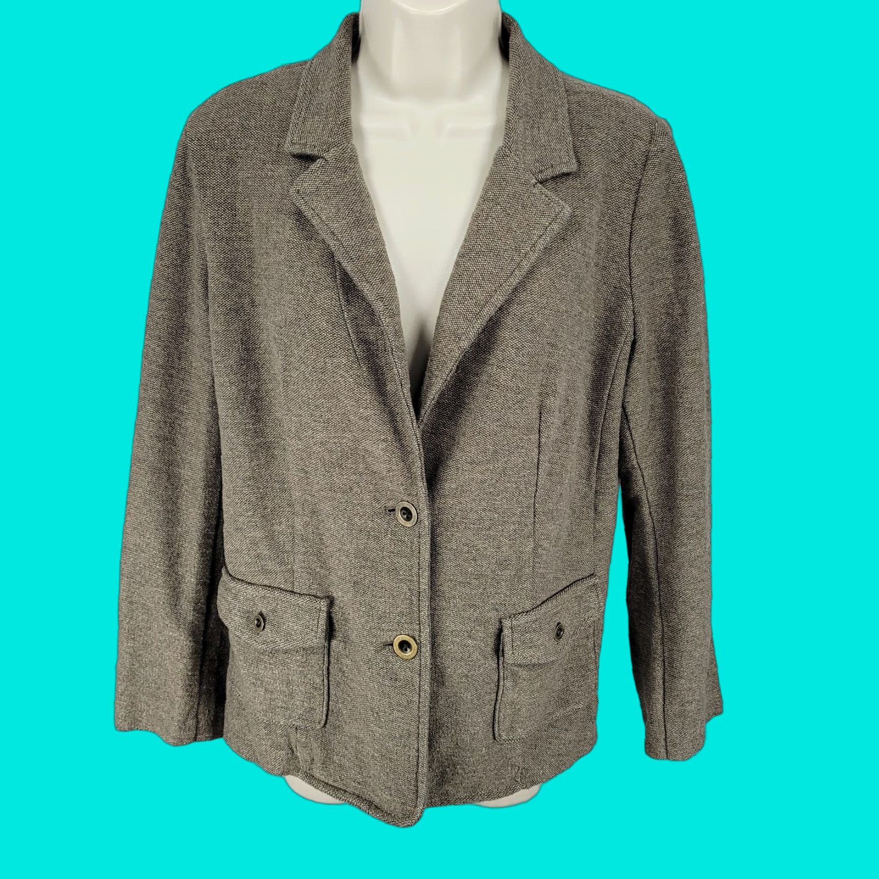 J. Jill J. Jill Jacket Women M Brown Textured Cotton Blend Buttoned Unlined Short Collared Pockets Size M / US 6-8 / IT 42-44 - 1 Thumbnail