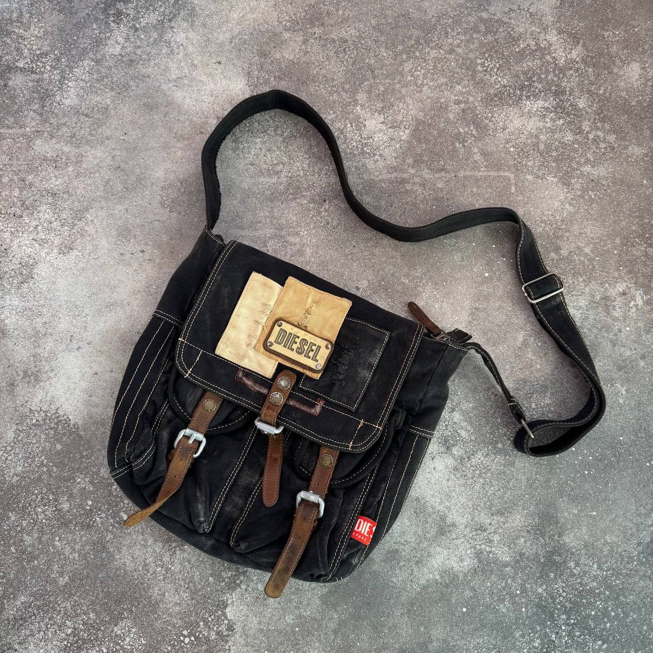 Avant Garde x Diesel Vintage Washed/faded Crossbody Bag in Black, Men's