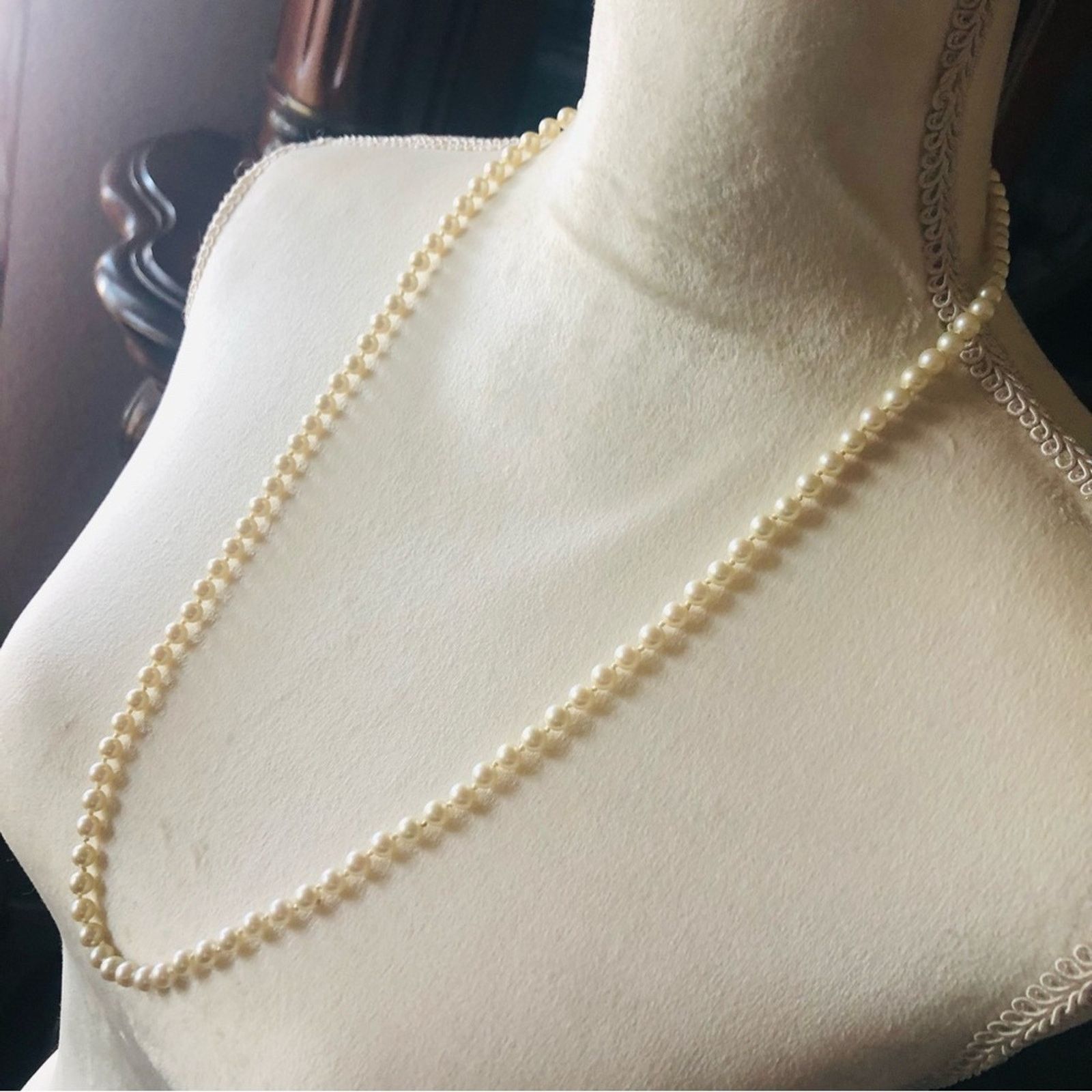 Vintage Vintage Marvella hand knotted cream glass pearl necklace Size ONE SIZE - 5 Thumbnail