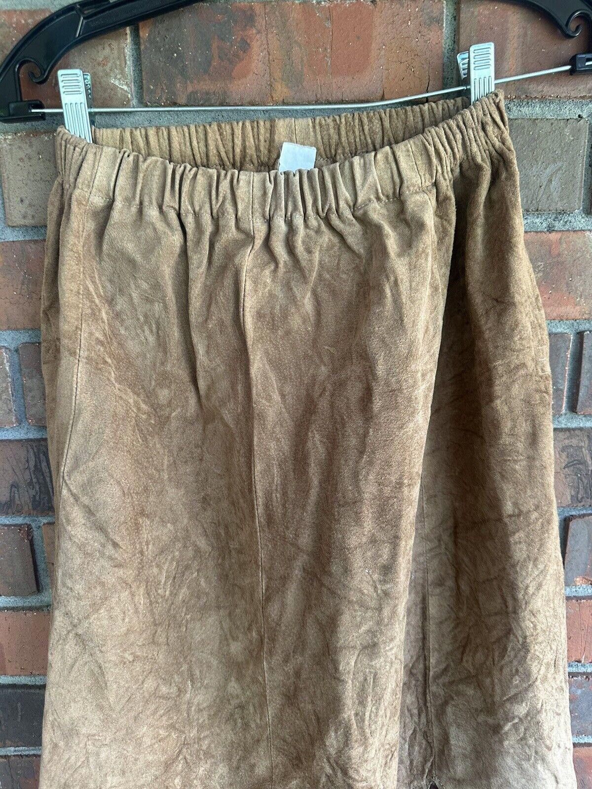 Designer Vintage Leather City Skirt Native Western wear Fringe Small Size 28" / US 6 / IT 42 - 4 Thumbnail