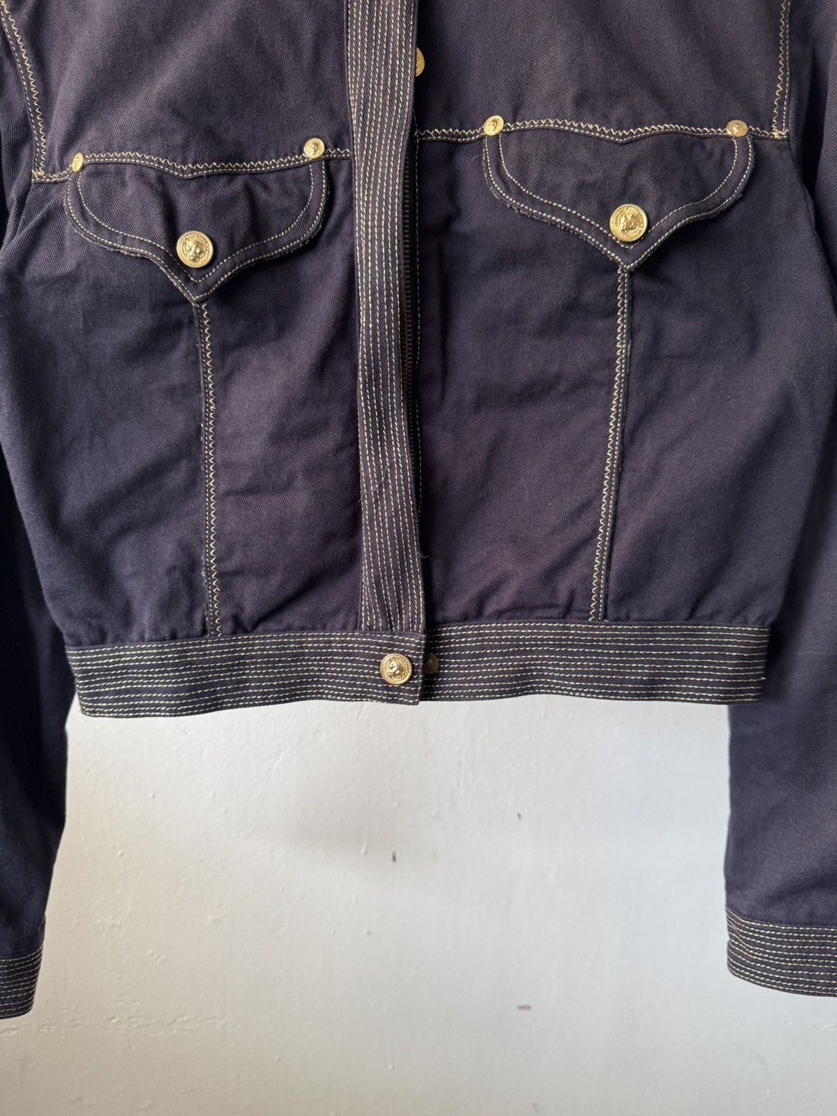 Versus Versace S/S 1992 Versus Gianni Versace Archive Crop Denim Jacket Size XS / US 0-2 / IT 36-38 - 8 Thumbnail