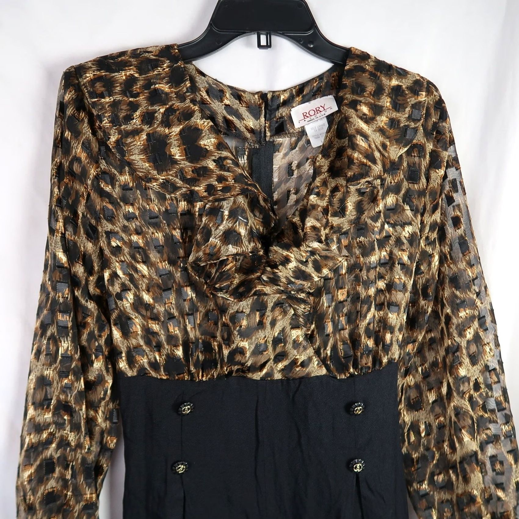 Vintage VINTAGE Rory Brown Leopard and Black Wide Leg Jumpsuit L Size 36" / US 14 / IT 50 - 2 Thumbnail