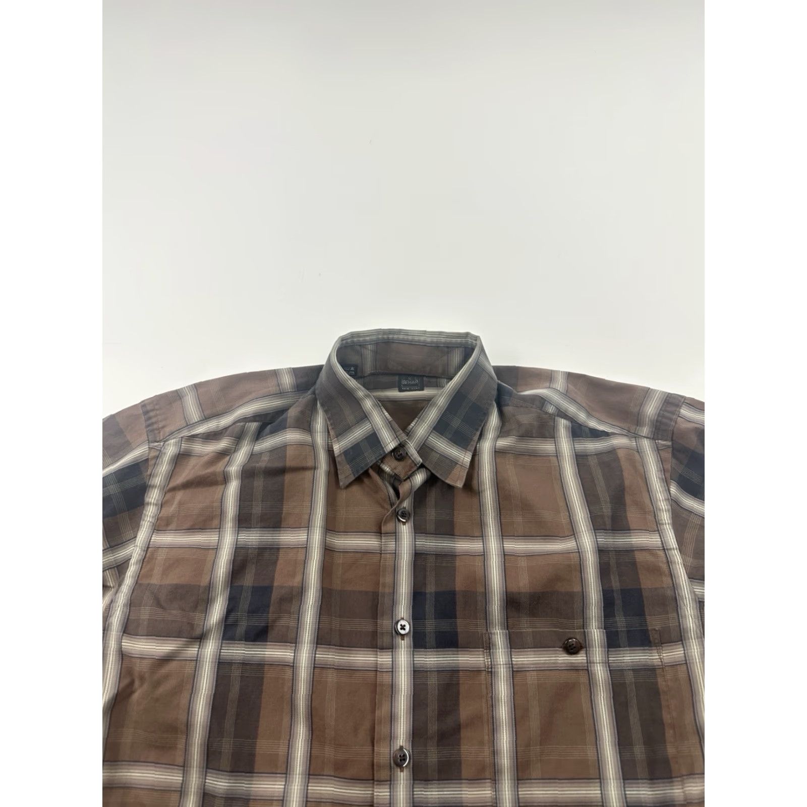 Ike Behar IKE BEHAR Mens Brown Plaid Button Up Long Sleeve Shirt Medium Size US M / EU 48-50 / 2 - 2 Thumbnail